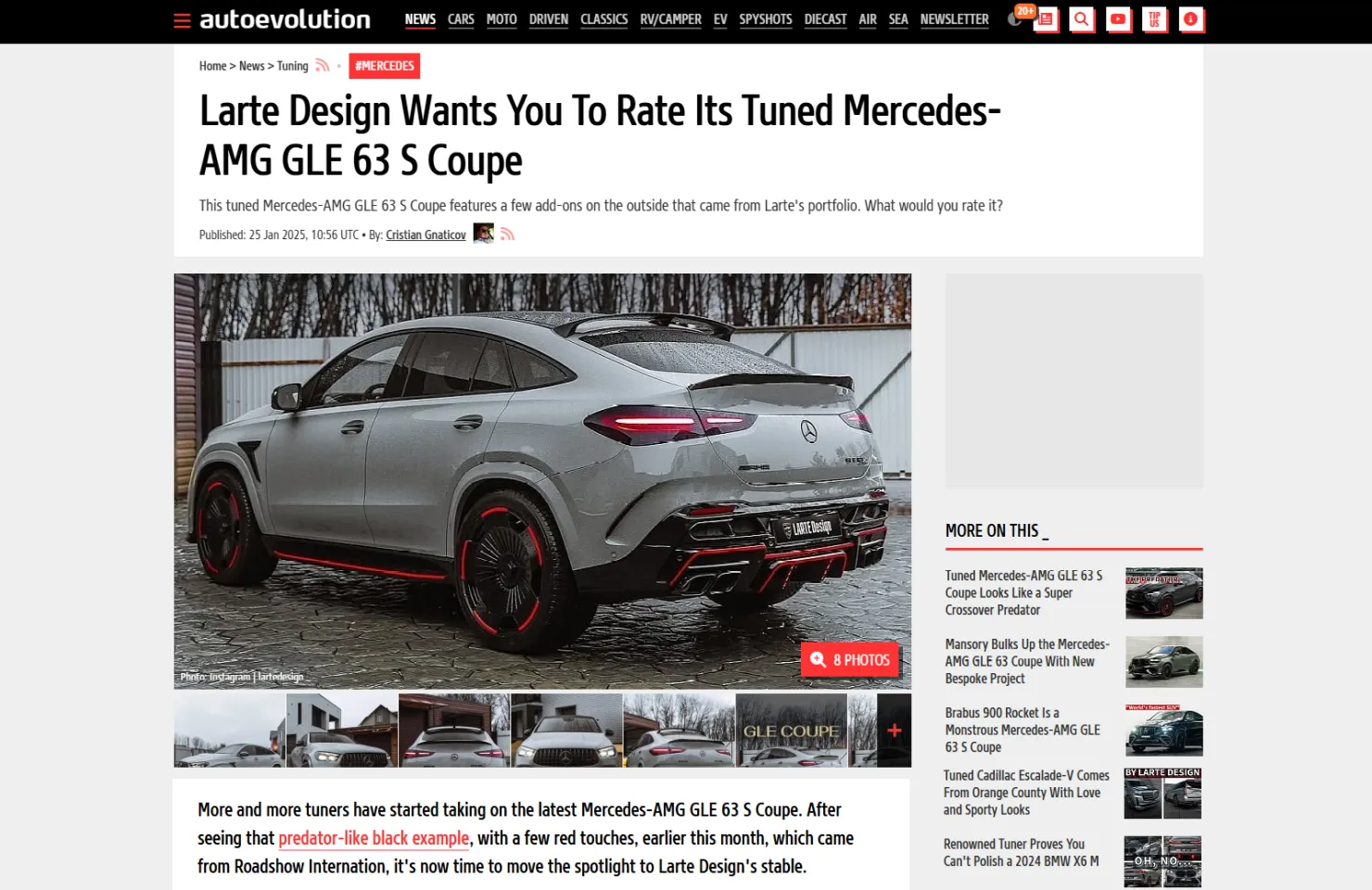 Autoevolution feature on the GLE Coupe 63 AMG by Larte Design