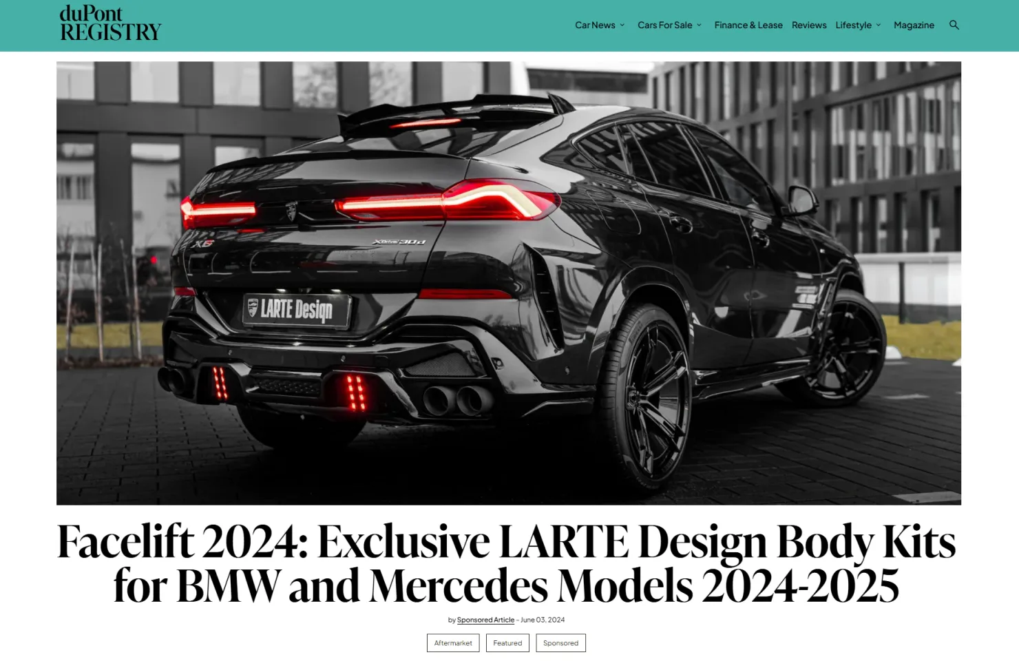 duPont REGISTRY review of custom BMW and Mercedes body kits by Larte Design