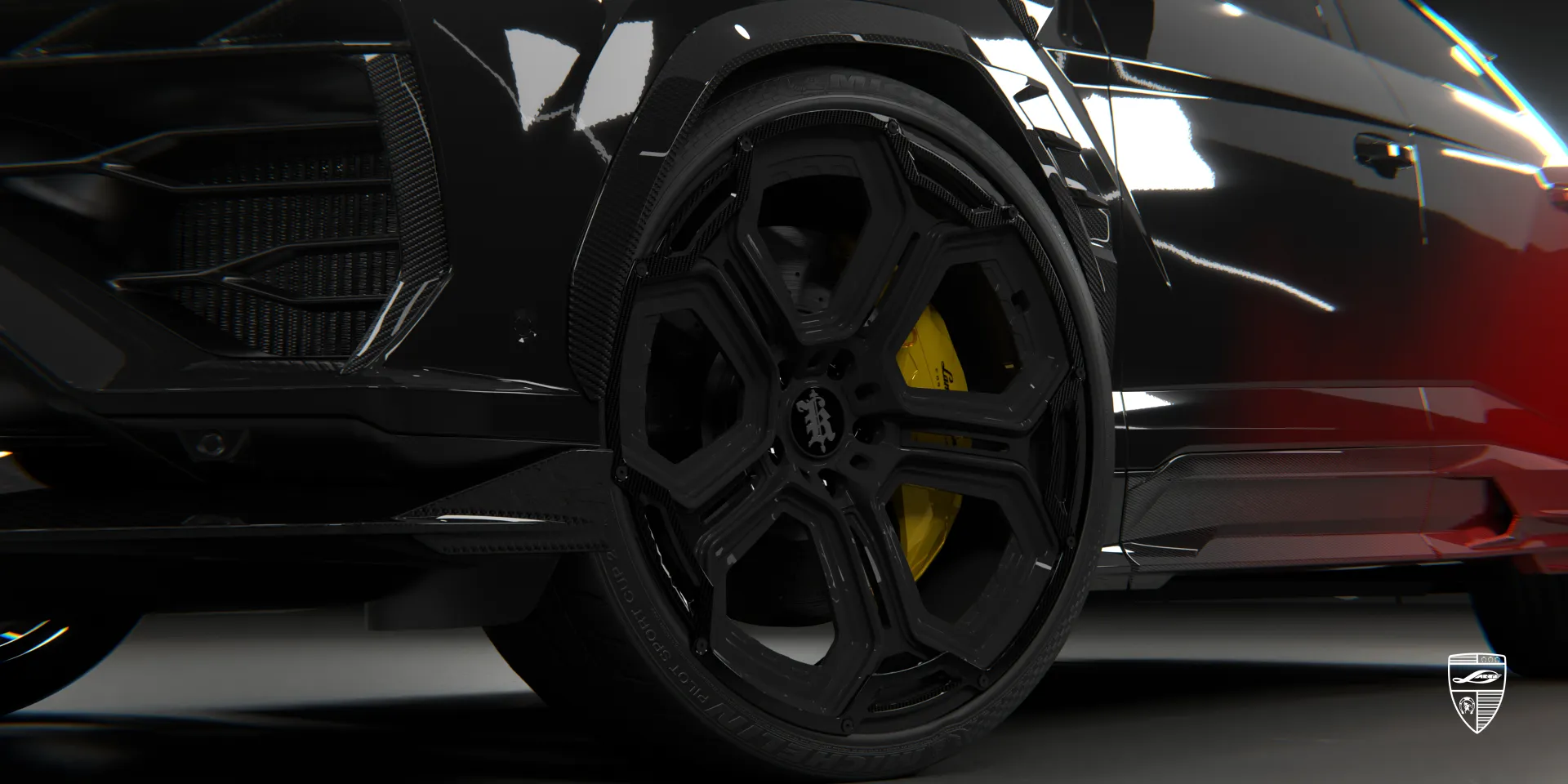 Carbon fiber body kit on Urus SE emphasizing lightweight construction and high‑end finish