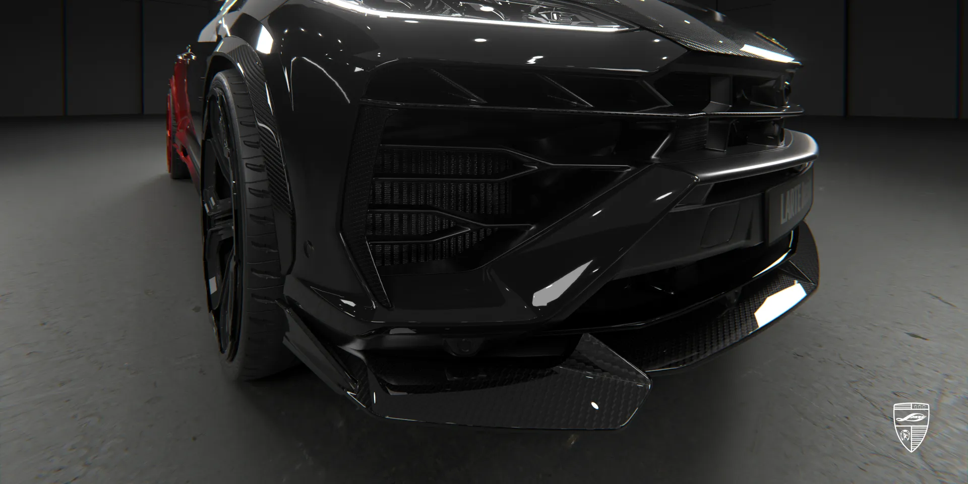 Front bumper upgrade for Lamborghini Urus SE delivering a more aggressive front fascia
