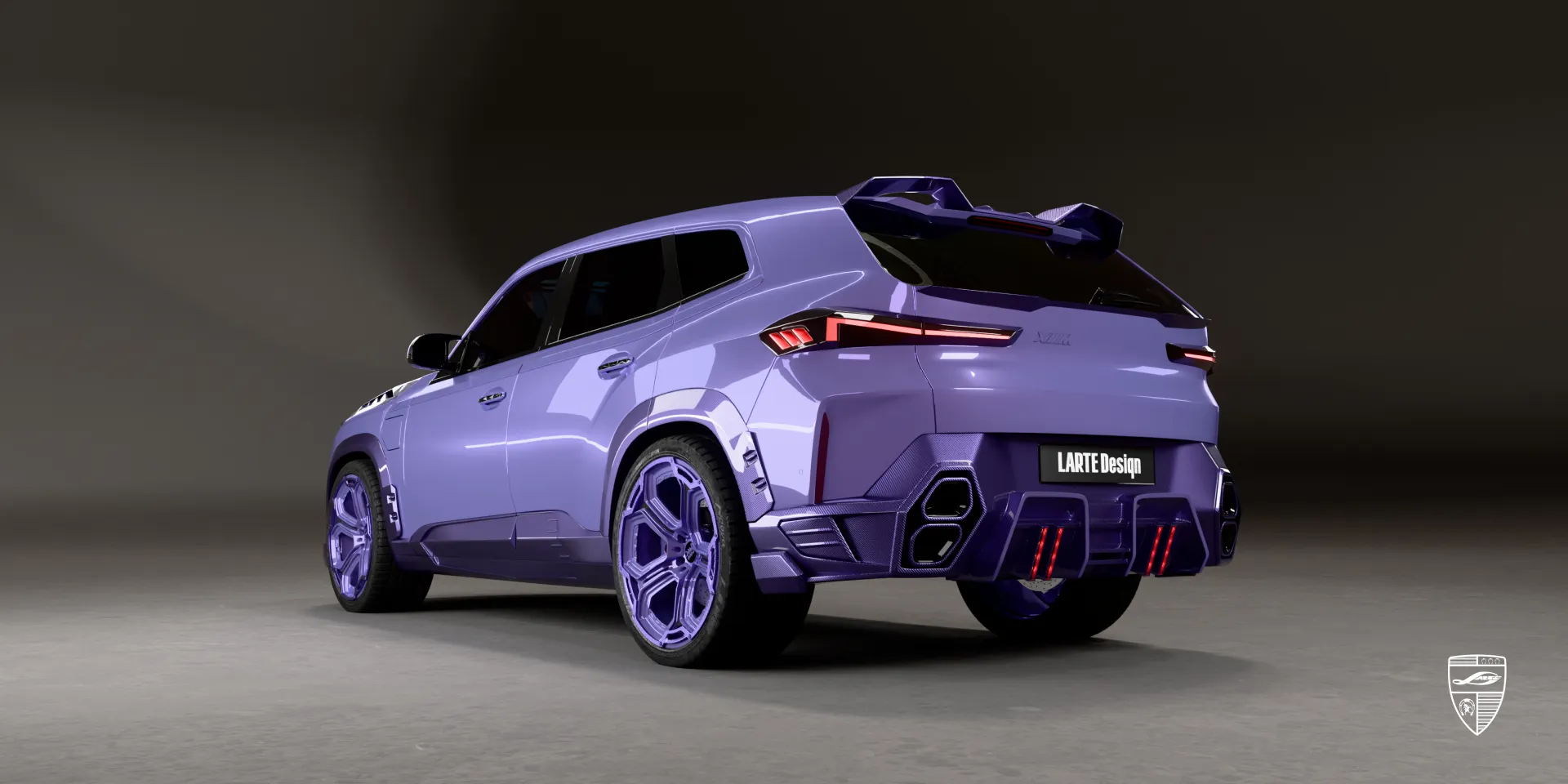 Unique paint job BMW XM — rear three-quarter view that accentuates the one-off color treatment