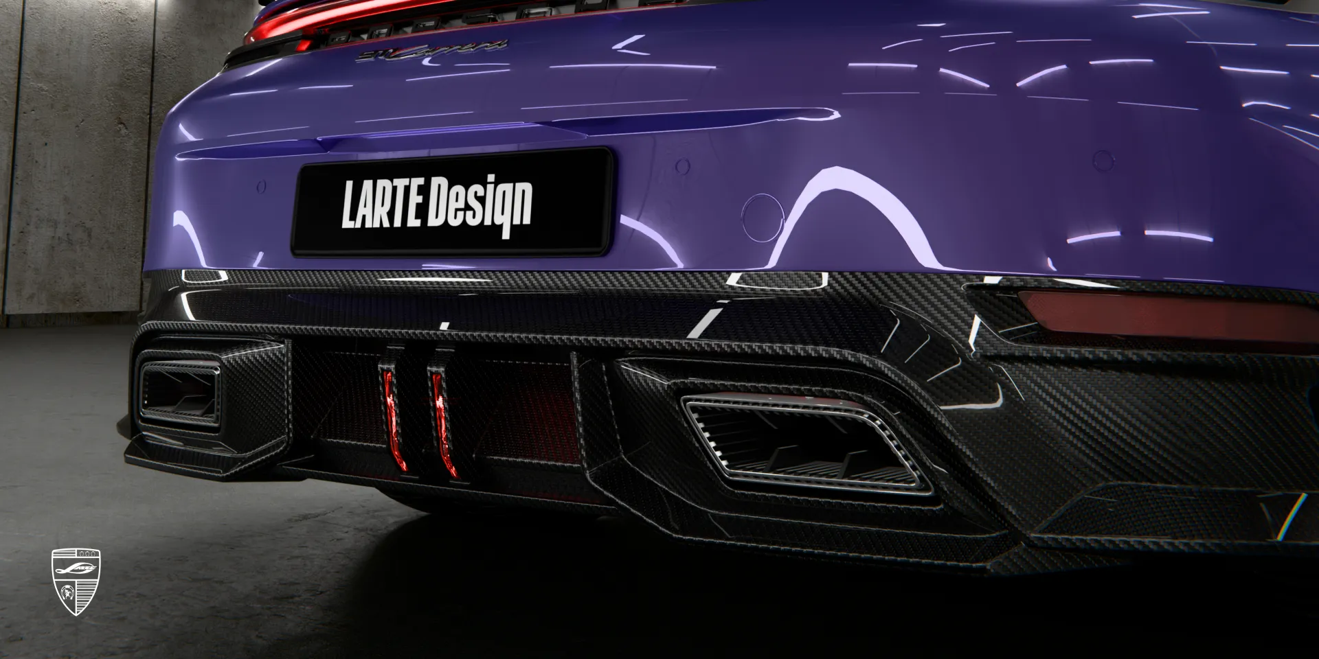 Custom rear diffuser on Porsche 911 Carrera 992 — enhances downforce and look
