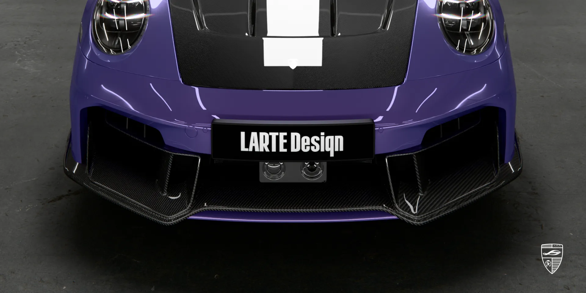 Front splitter on Porsche 911 Carrera 992 — improves front-end grip and style