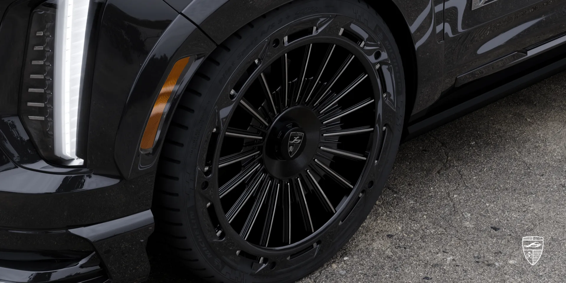 Fender flares and arch extensions on Cadillac Escalade V for muscular stance