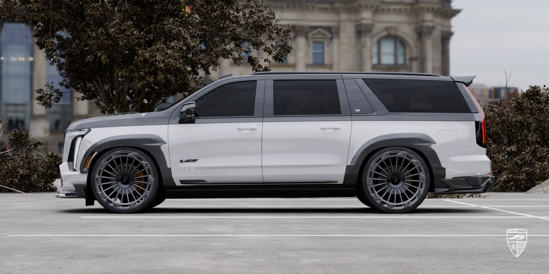 Side profile of the Escalade‑V Collector Series: elegant silhouette with new wheel design