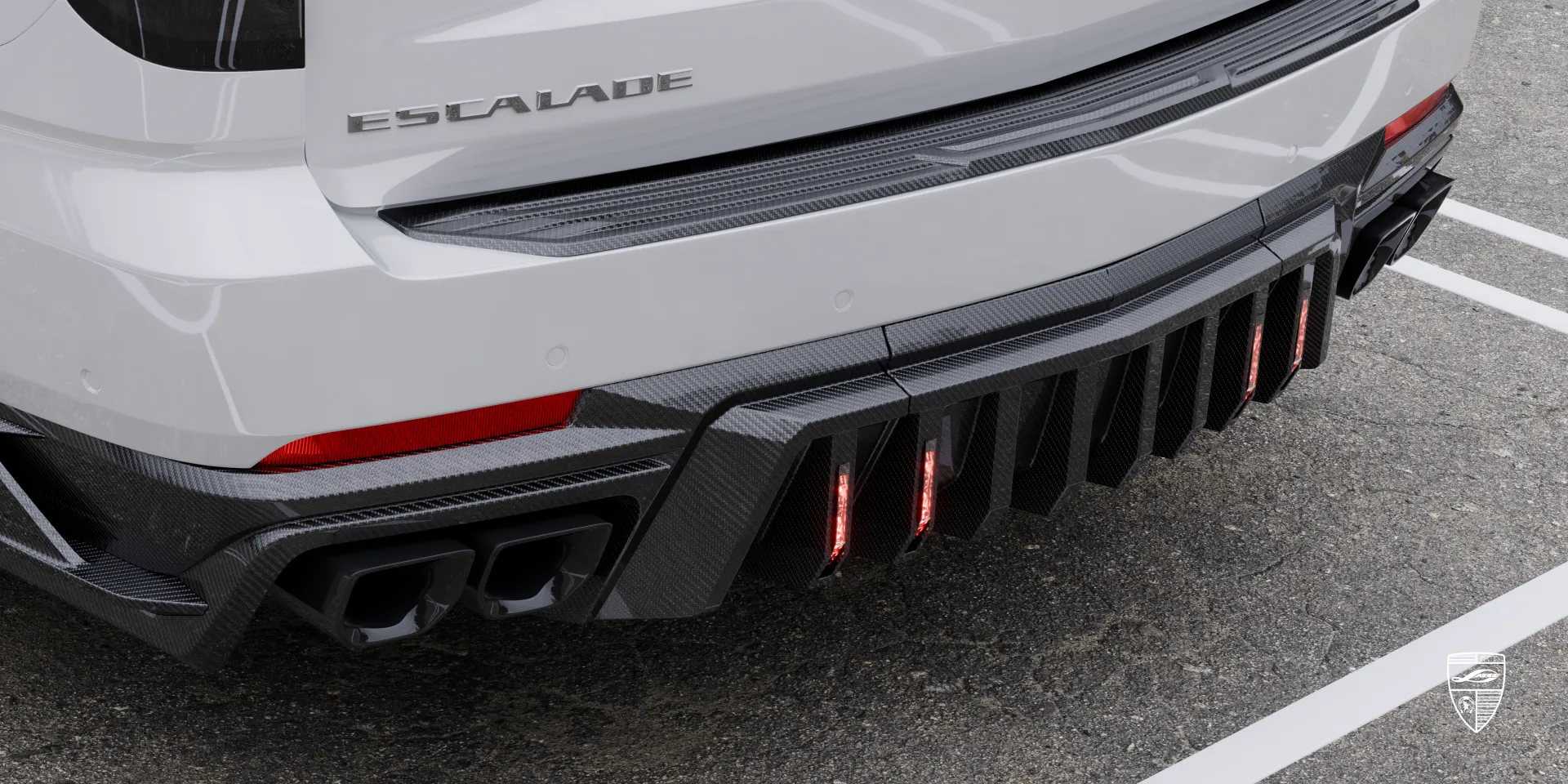 Vibrant White Tricoat finish on the Escalade‑V: refined multi‑layer paint and glossy depth