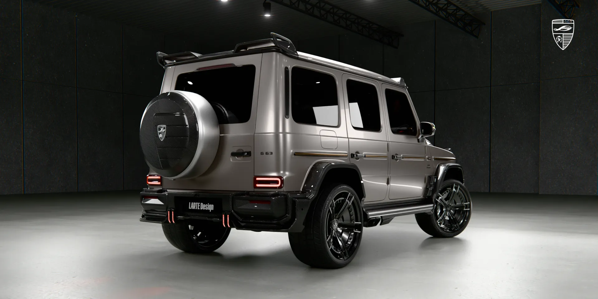 Sporty widebody look on AMG G 63 facelift, three‑quarter rear angle
