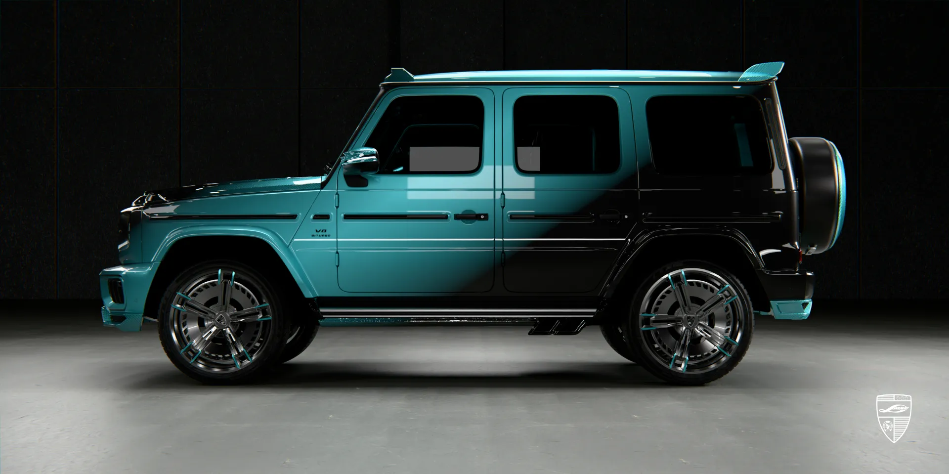 2026 G 63 AMG W463A body kit, side profile showing aerodynamic lines