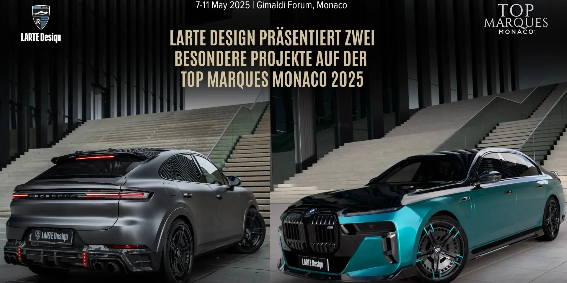 Getunter BMW 7 Series und Porsche Cayenne SUV mit LARTE Design Exterieur-Paket