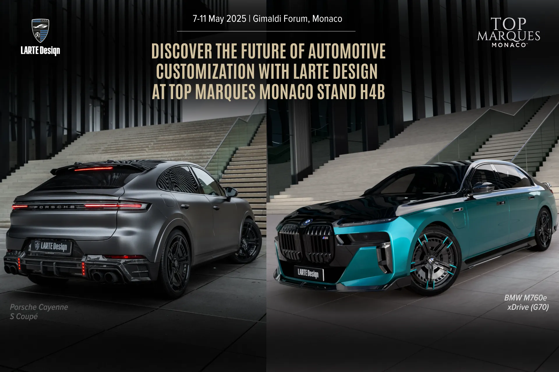 Upgraded BMW 7 Series and Porsche Cayenne with Custom Tuning Upgraded BMW 7 Series and Porsche Cayenne SUV with LARTE Design Tuning