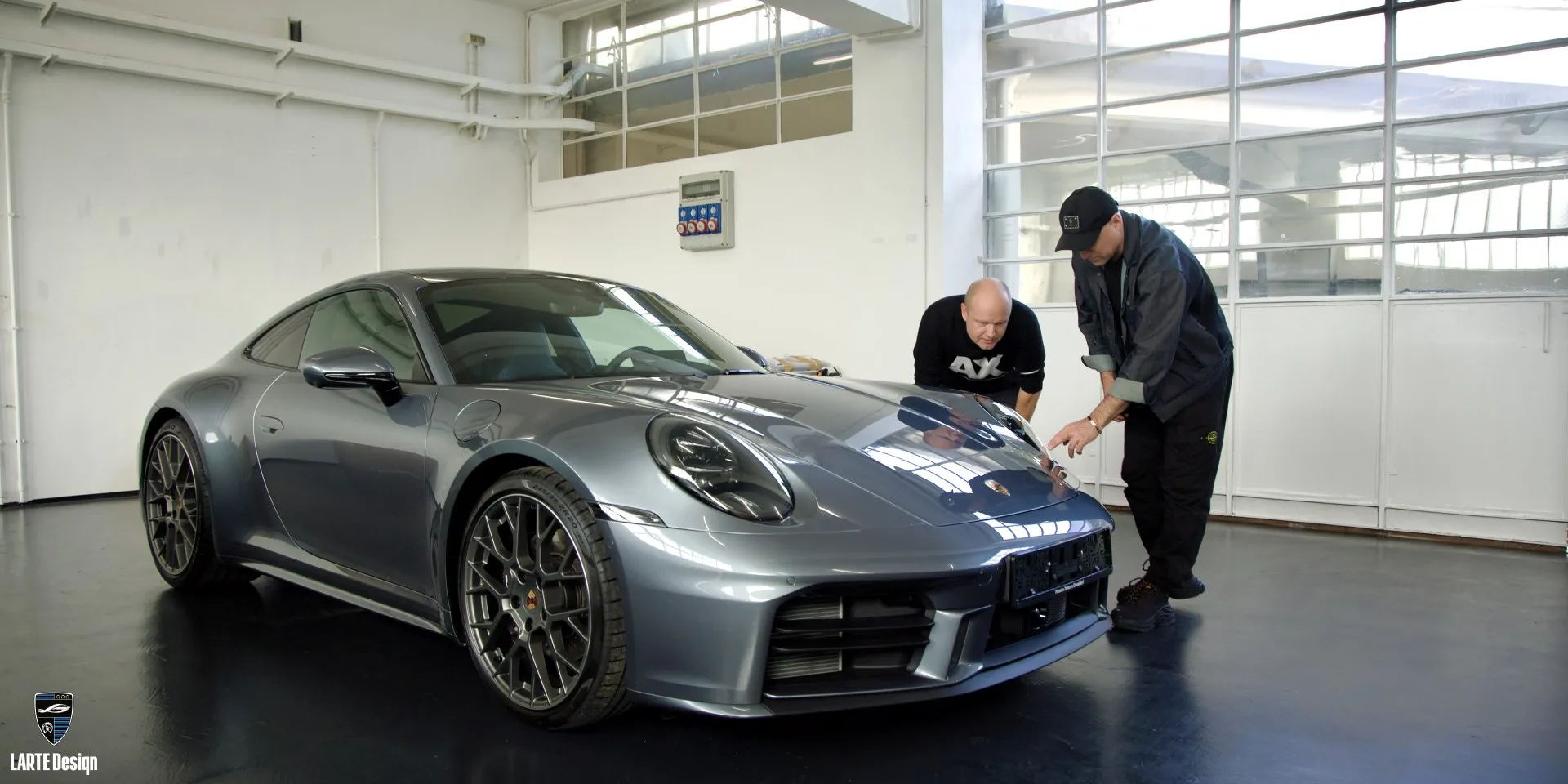 Luxury Porsche car in the new LARTE Design studio in Italy