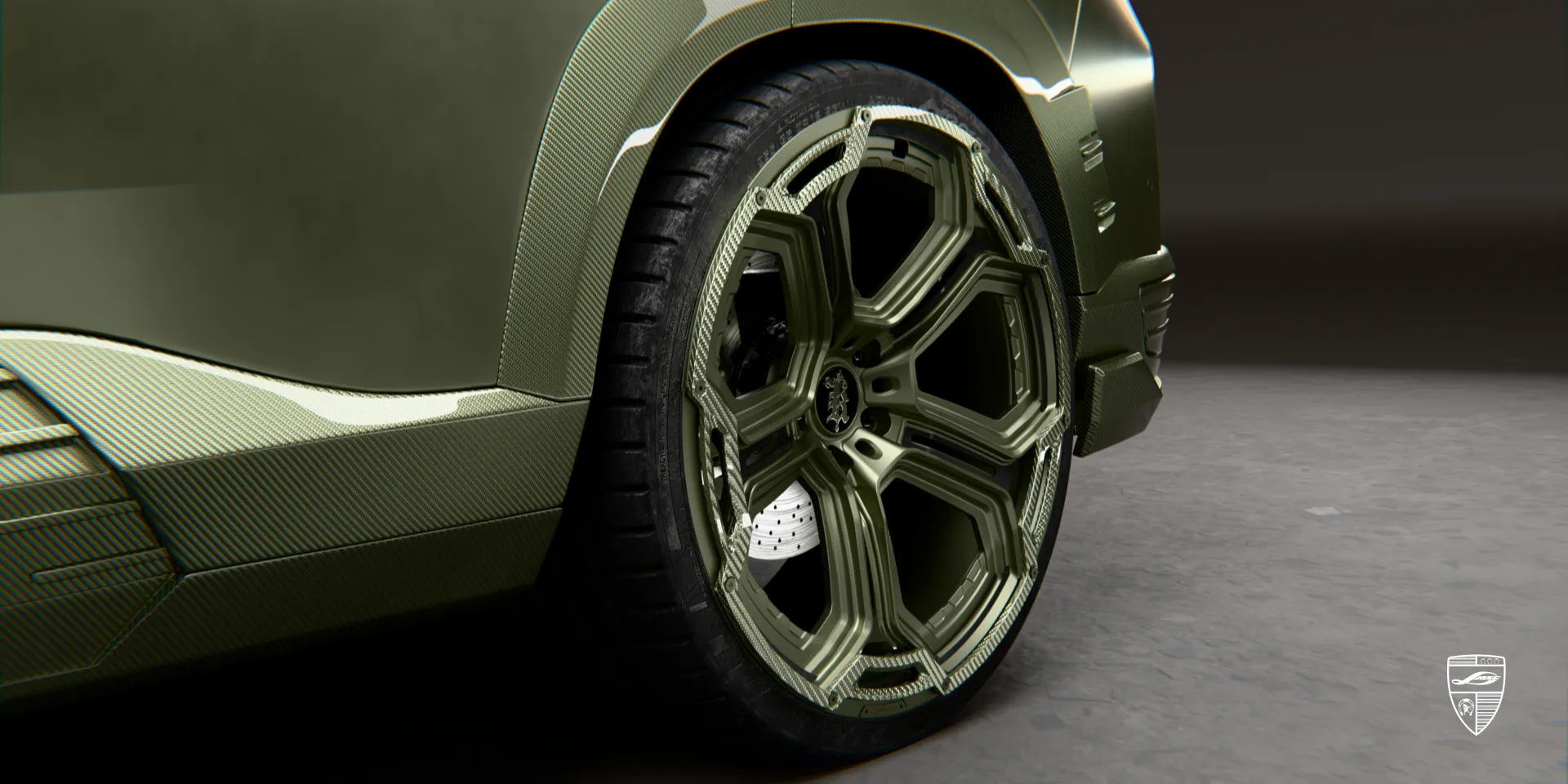 Fender flares in green on the BMW XM providing a wider track and muscular stance