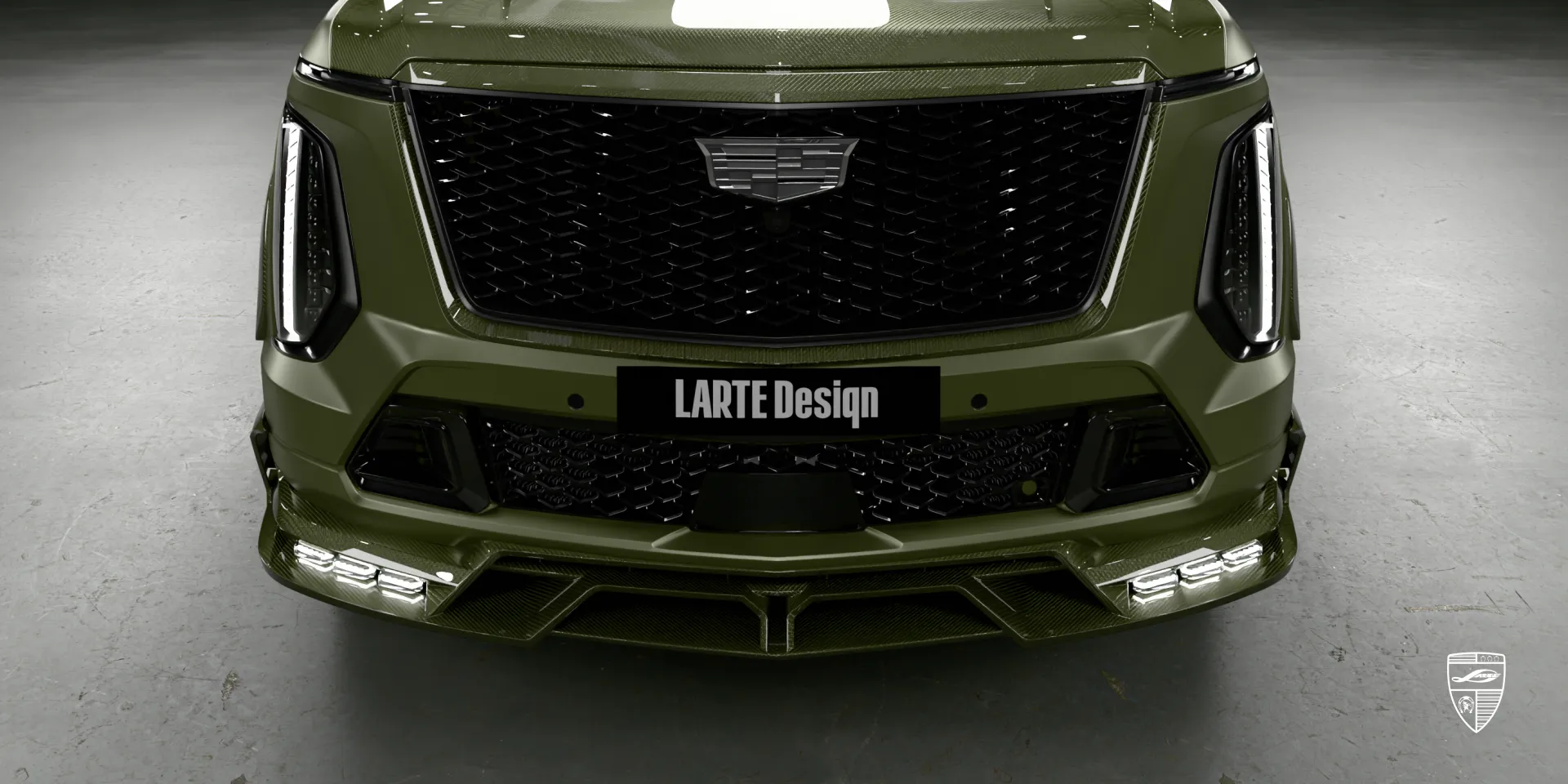 Individueller grüner Cadillac Escalade mit vollständigem Bodykit und Premium‑Tuning‑Details