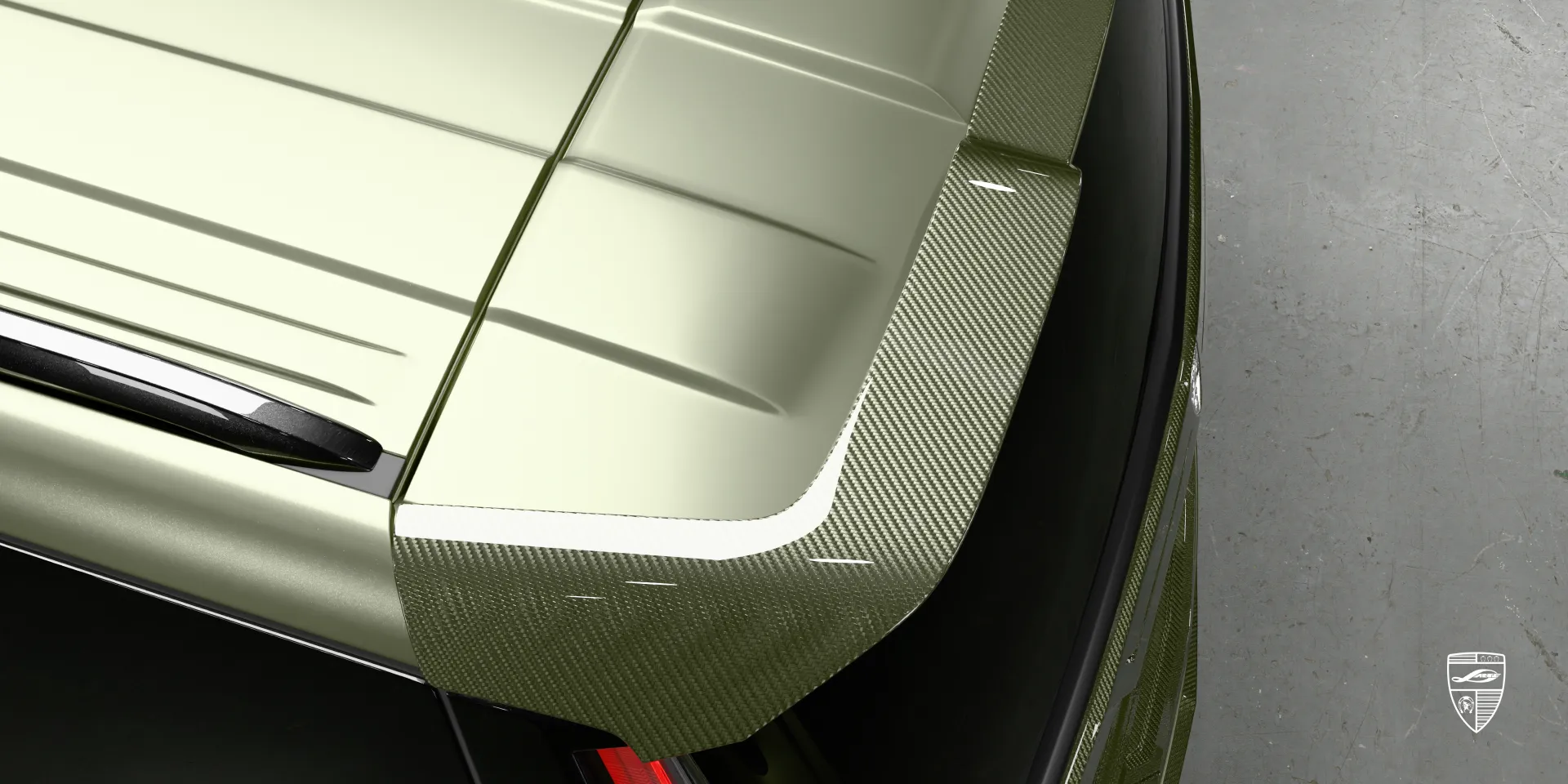 Grüner Escalade‑Galerie‑Highlight: mehrere Ansichten individuellen Tunings und Widebody‑Kit