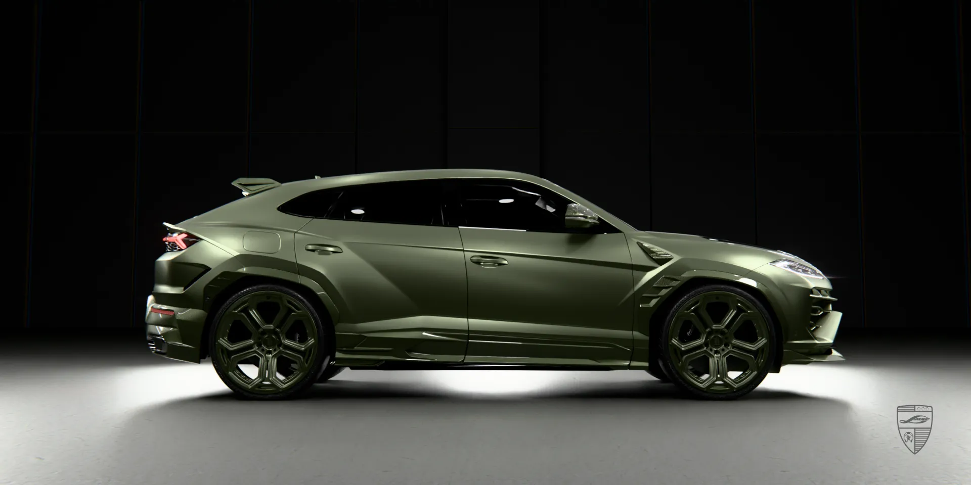 Grüner Lamborghini Urus Custom Bodykit mit einzigartigen Front- und Heckstyling-Elementen