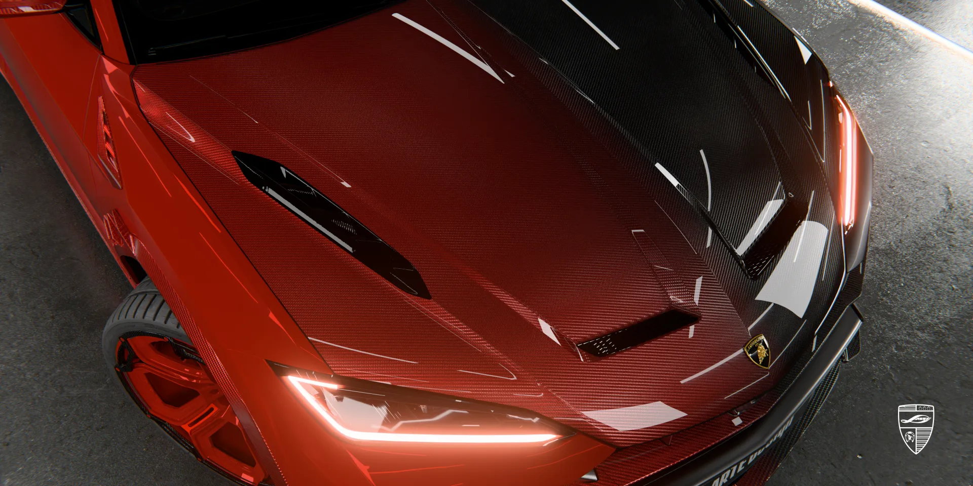 Carbon fiber parts for Urus SE: splitter, skirts, rear diffuser