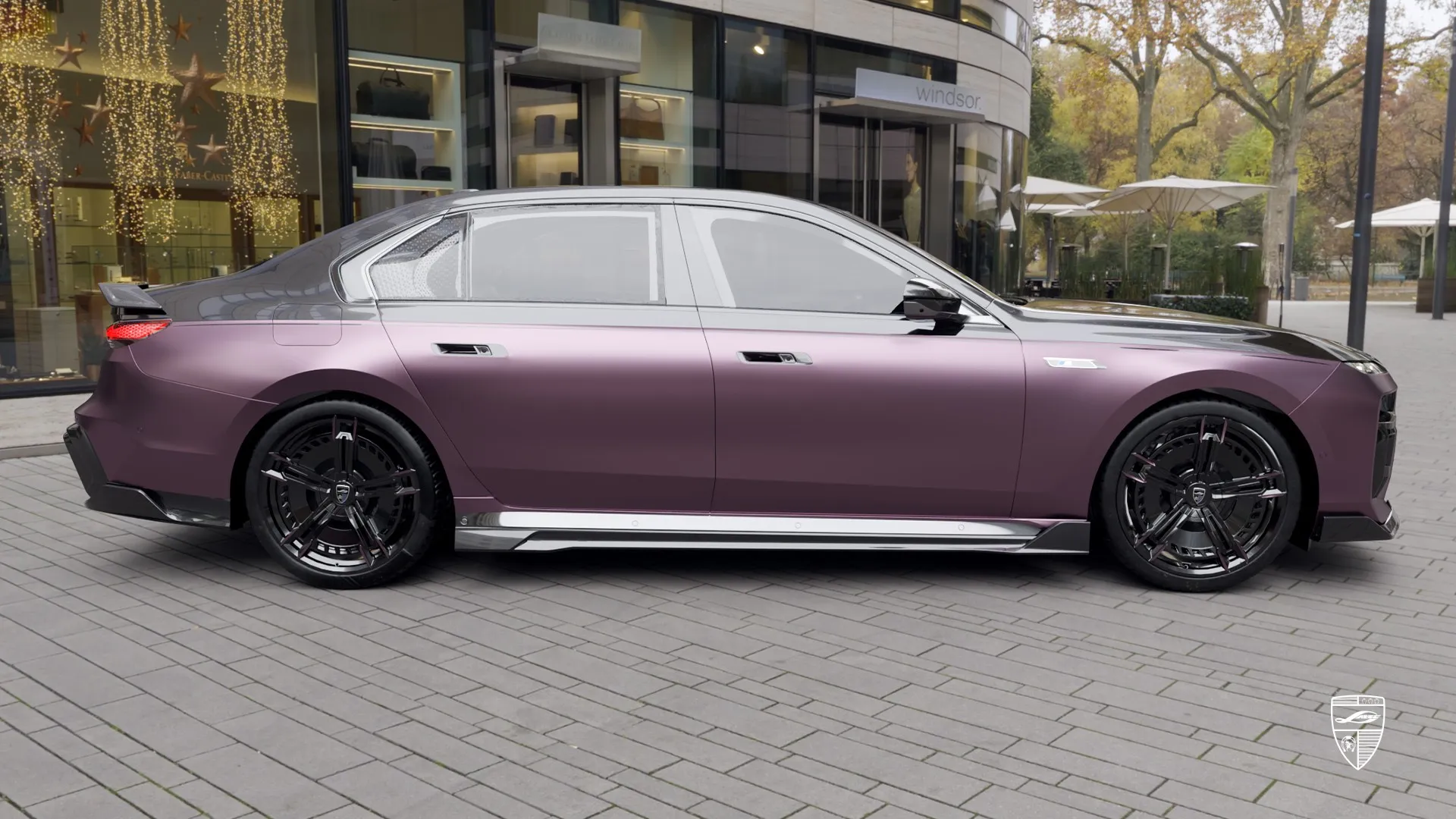 Custom BMW 7 Series from Düsseldorf — Daytona Violet sedan with elegant look and brutal front design
