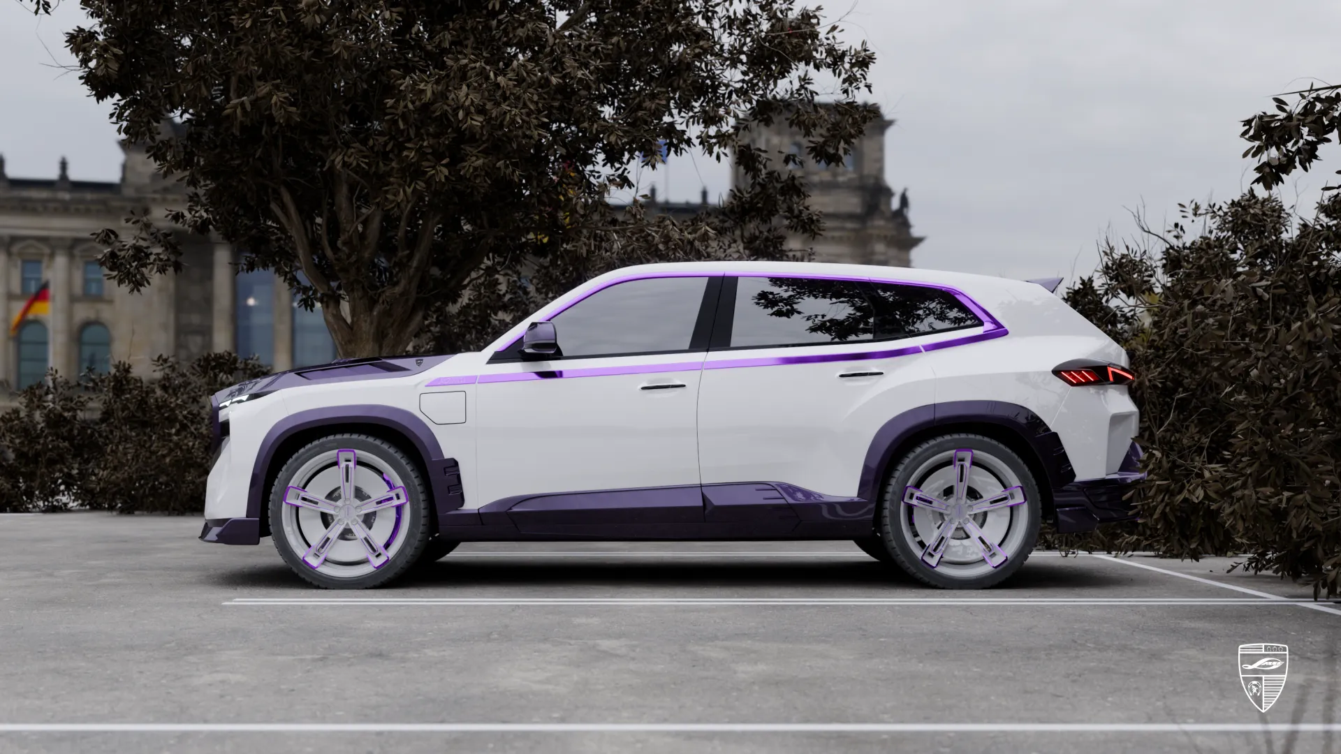 BMW XM mit aggressivem Design, markantem Seitenprofil und individuellen Exterieur-Upgrades