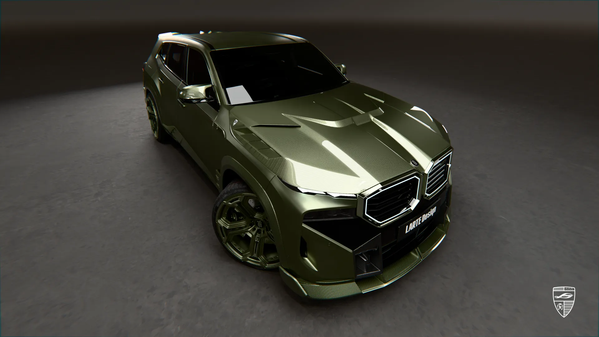 BMW XM mit Bodykit in Olivgrün und markantem individuellem Exterieur-Styling