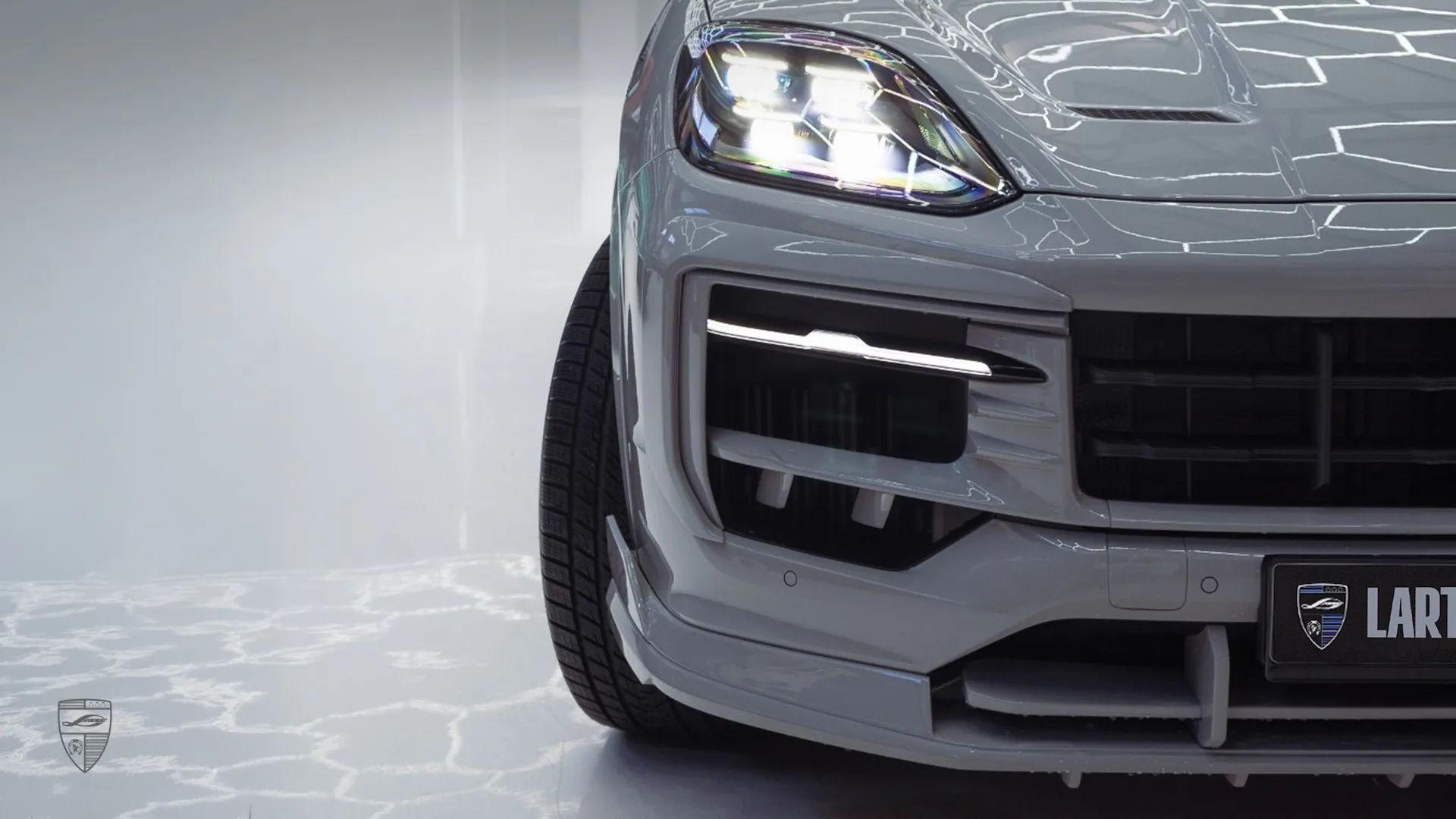 Cayenne S Coupe in grey with custom body kit and sporty exterior design