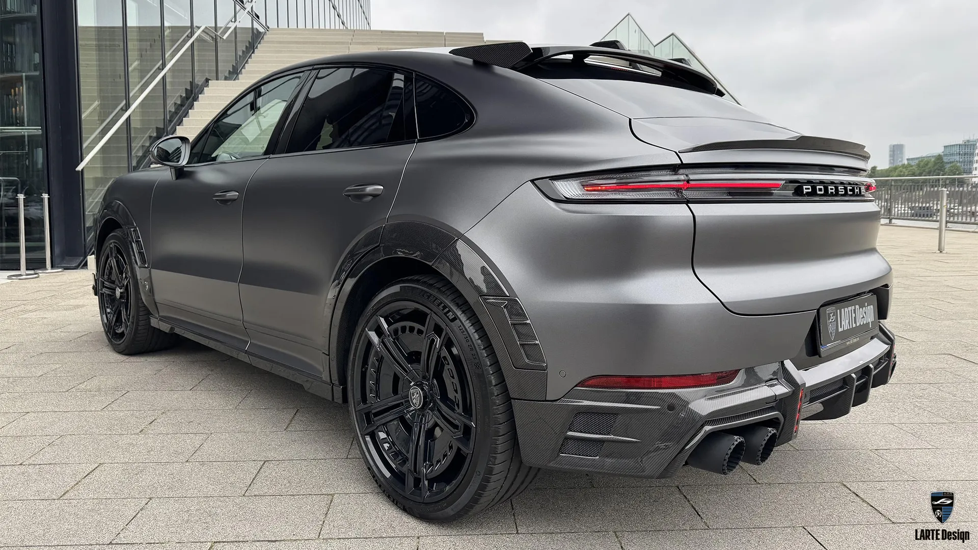 Cayenne S Coupe – Aero Kit with Skirts & Rear Diffuser Custom aerodynamic kit on Porsche Cayenne S Coupe — side skirt extensions and carbon diffuser