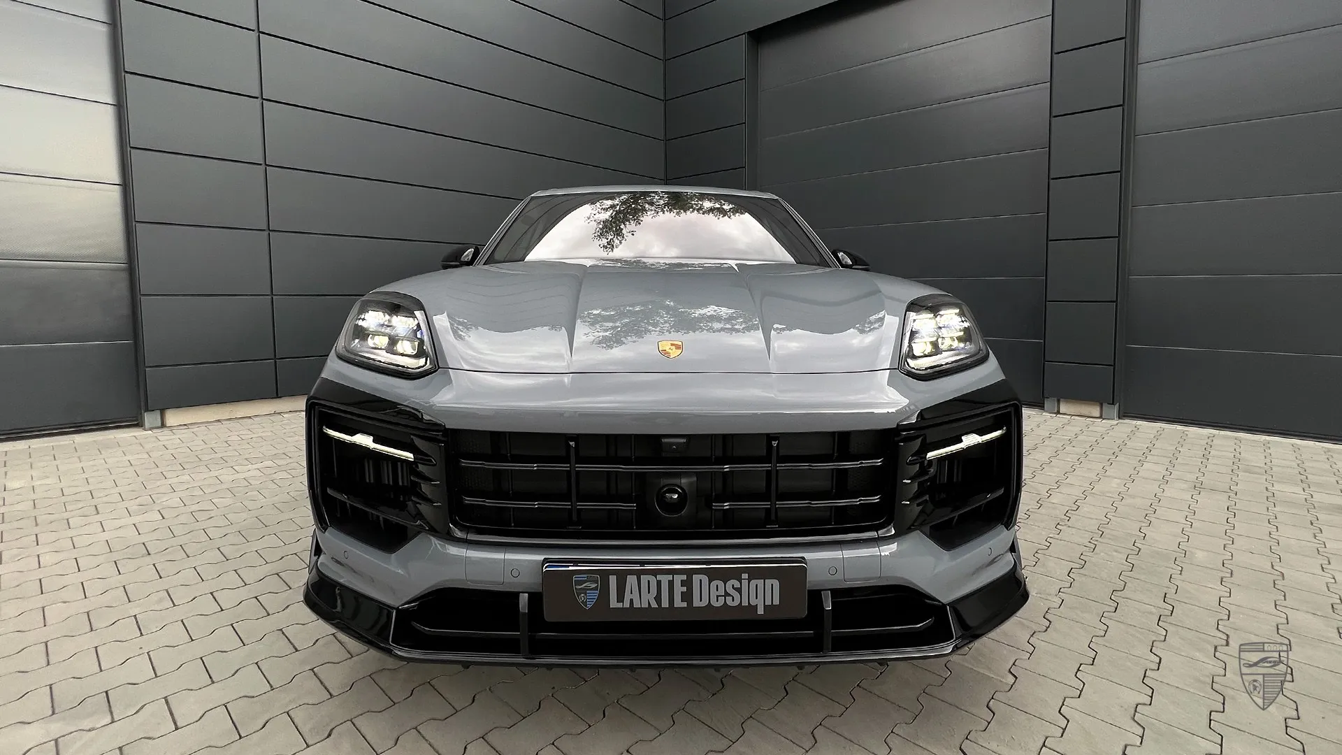 Porsche Cayenne styling in front view with distinctive exterior upgrades