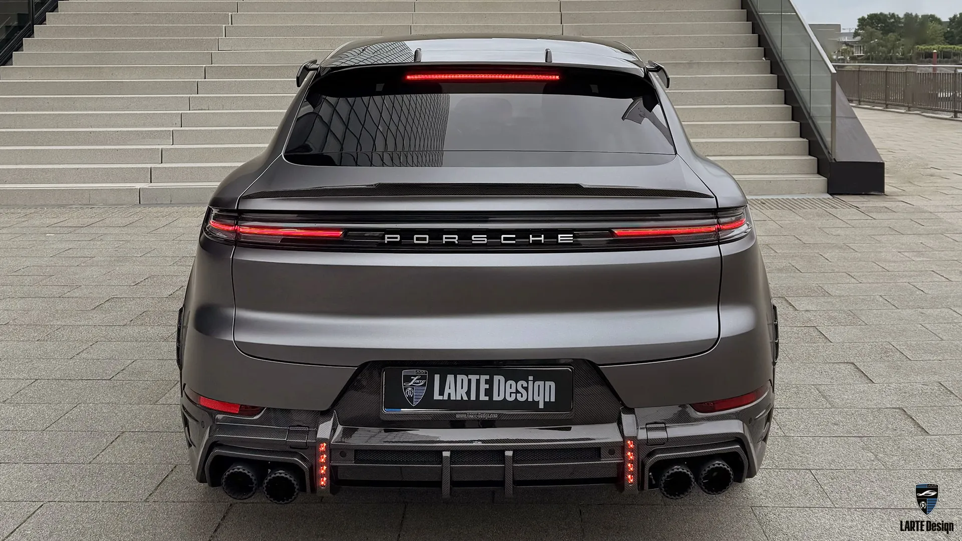 Cayenne S Coupe – Carbon Styling & Luxury Appearance 2026 Satin Dark Grey Porsche Cayenne S Coupe — carbon styling kit with sporty luxury appearance