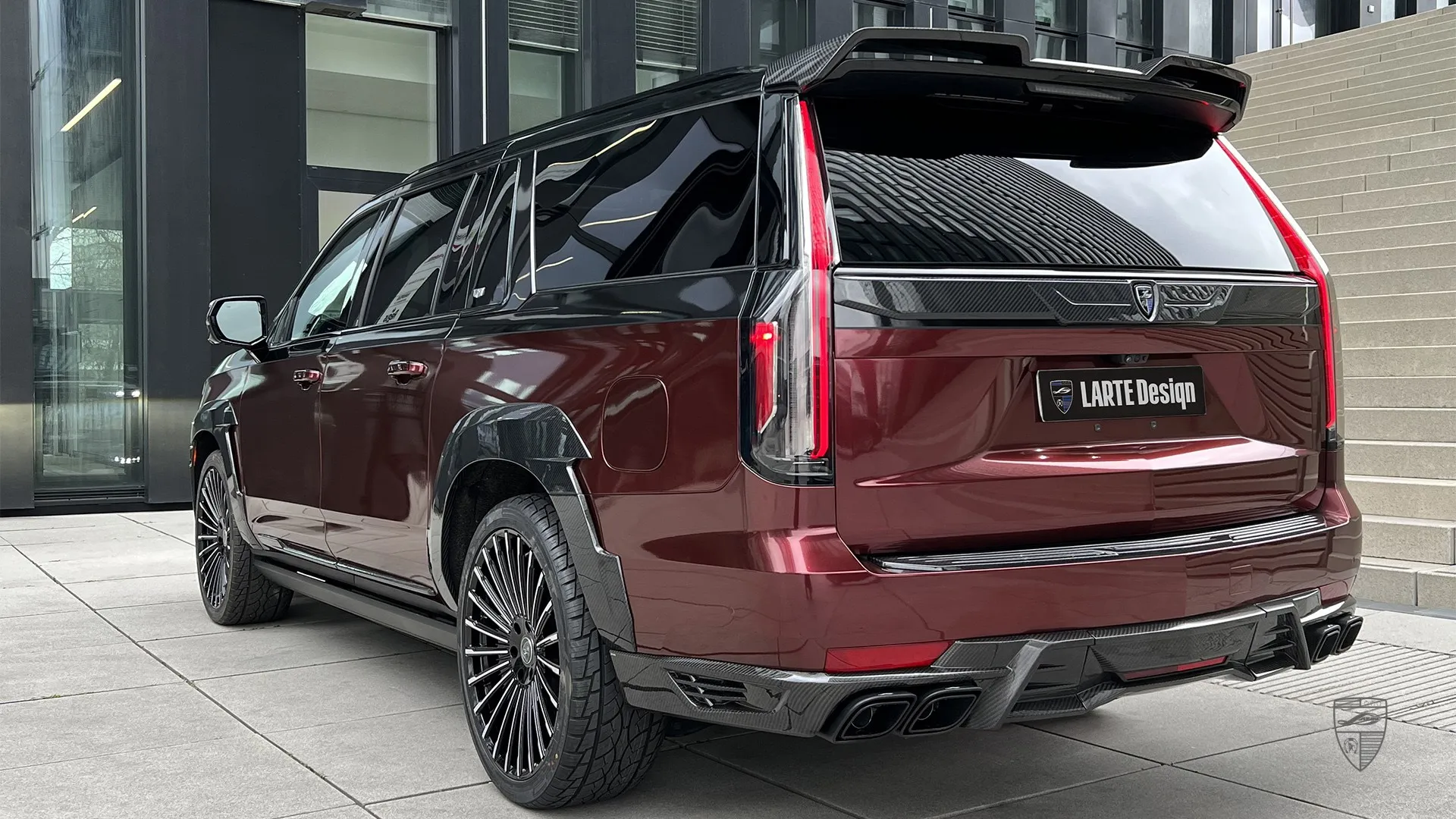 Cadillac Escalade in Mahogany Metallic with Street Royalty Design 2024 Cadillac Escalade in Mahogany Metallic — bespoke family SUV with street royalty styling