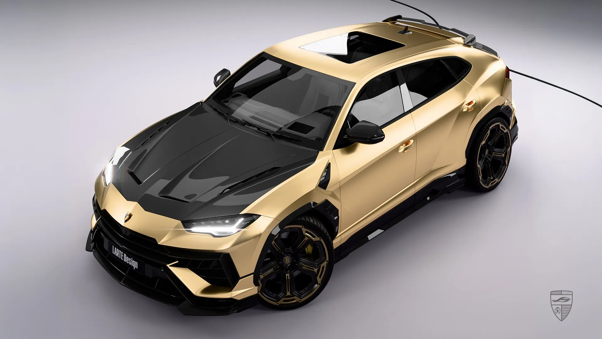 Gold Lamborghini URUS S — road‑dominating SUV with aerodynamic efficiency and bold presence