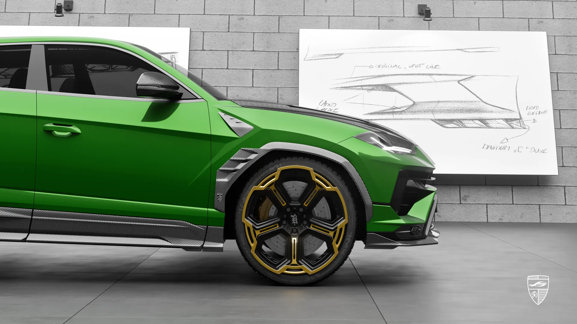 Widebody Verde URUS S mit individueller Carbon-Optik 2025 Lamborghini URUS S in Verde – Widebody-Luxus-SUV mit Carbon-Upgrade für das Exterieur