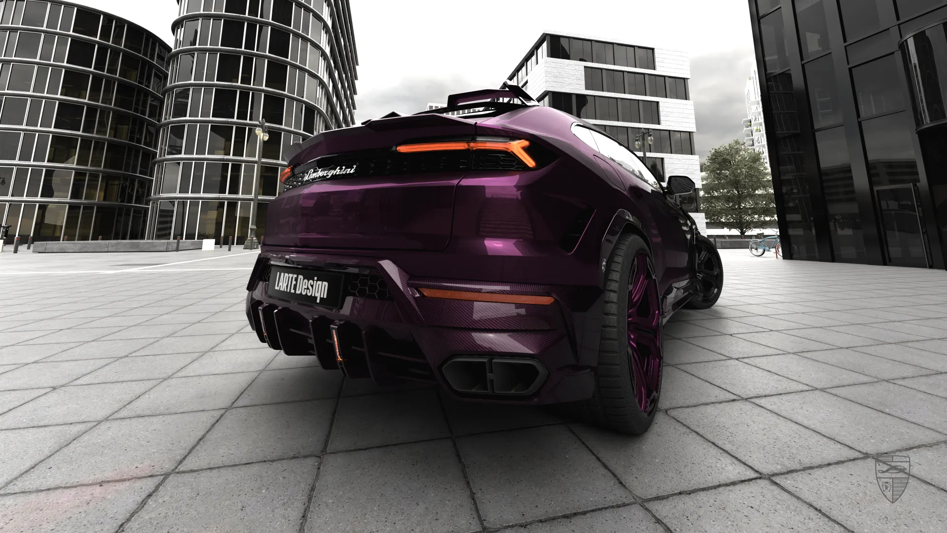 Lamborghini URUS SE in dark purple with custom exterior styling and a distinctive modified look