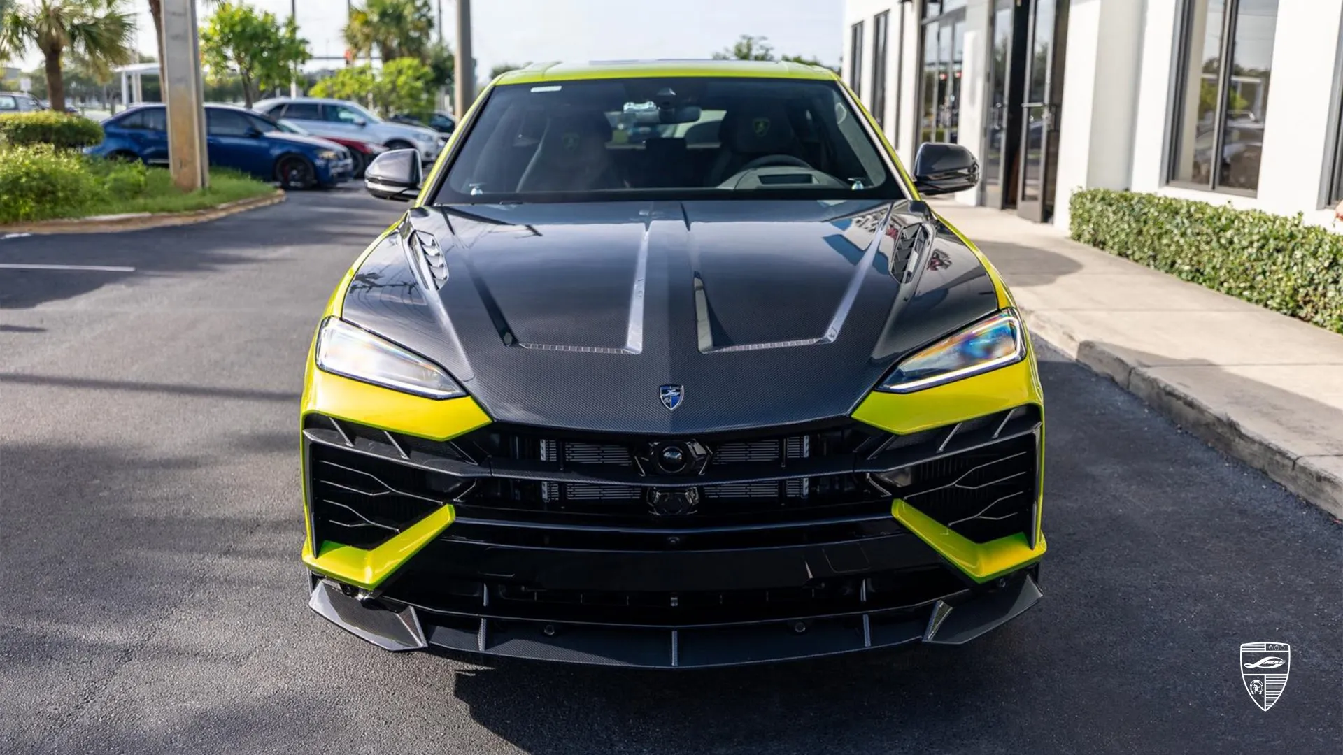 Lamborghini URUS SE front view with customization and distinctive exterior styling