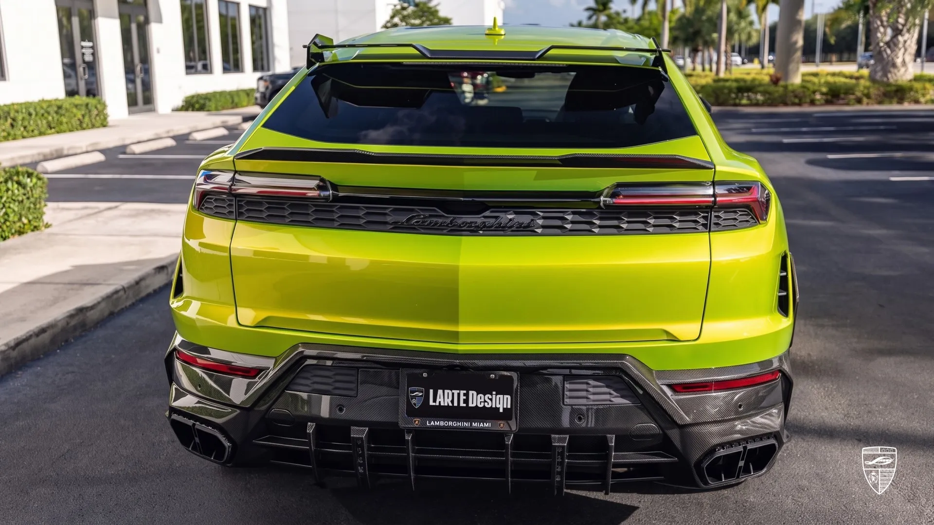 Lamborghini URUS SE rear view with exterior upgrade and custom wrap styling