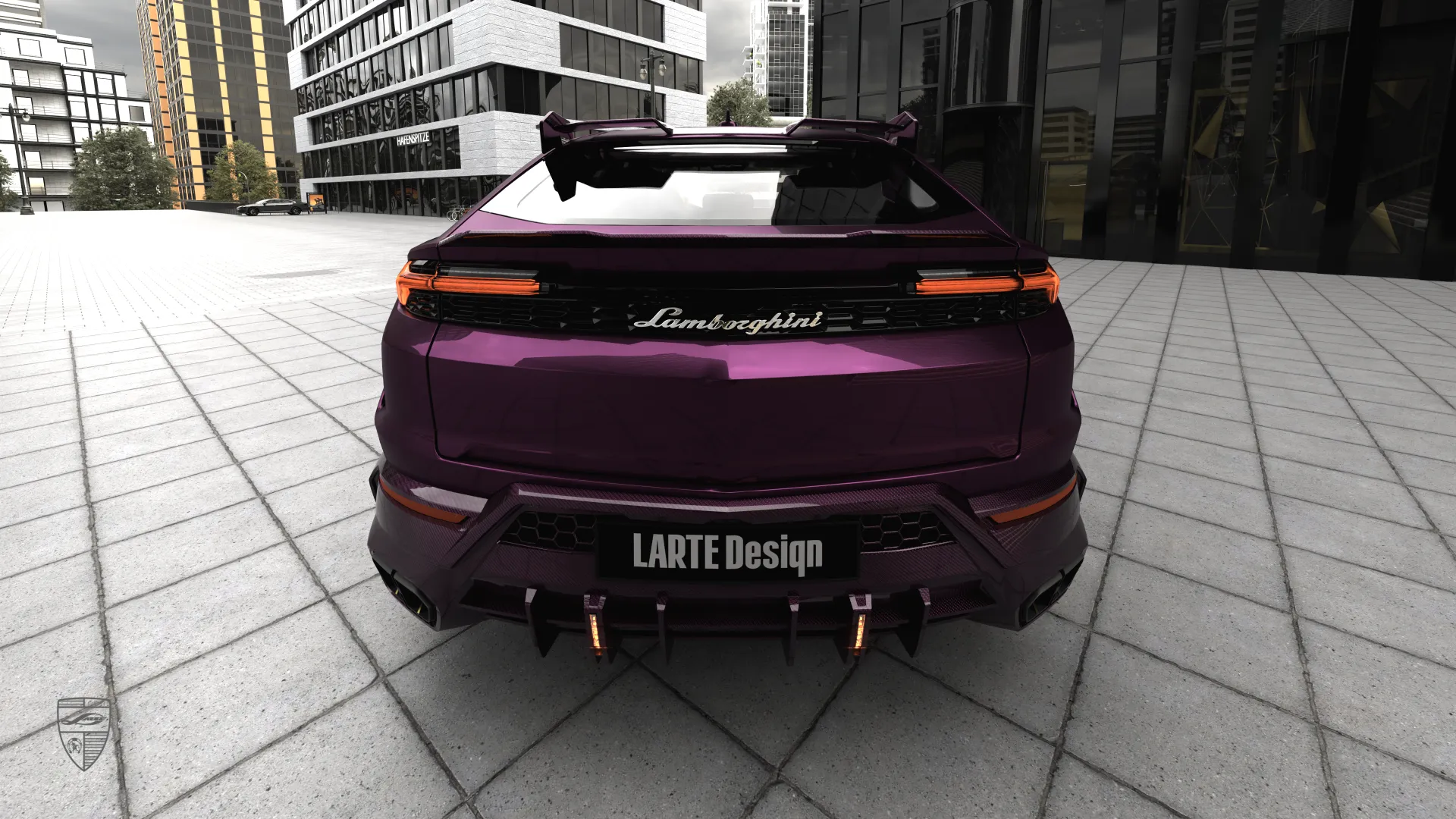 Lamborghini URUS SE with unique styling shown in rear view with custom exterior upgrades