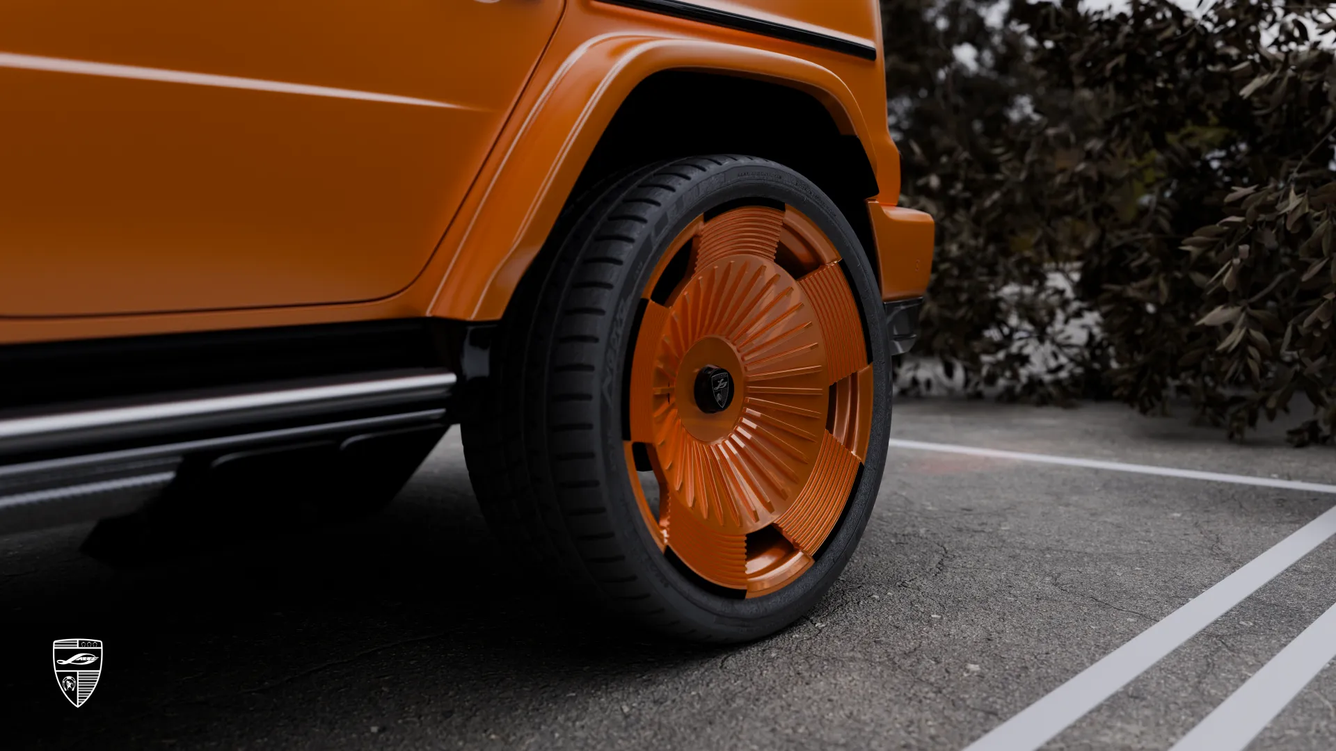 Mercedes-AMG G 63 2026 mit orangefarbenem Felgendetail und sportlichem Styling