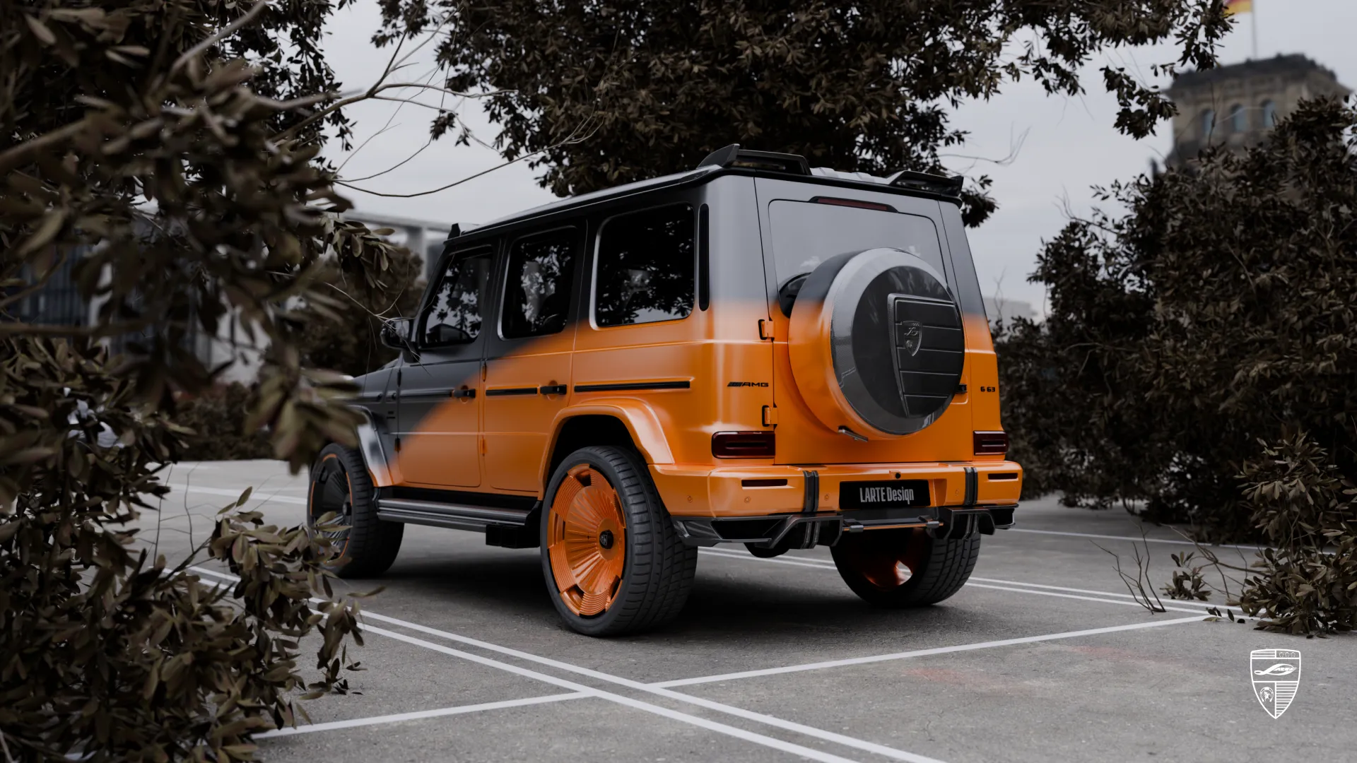 Mercedes G-Klasse G 63 Facelift in Orange mit individuellem Heck-Styling und Exterieur-Upgrades