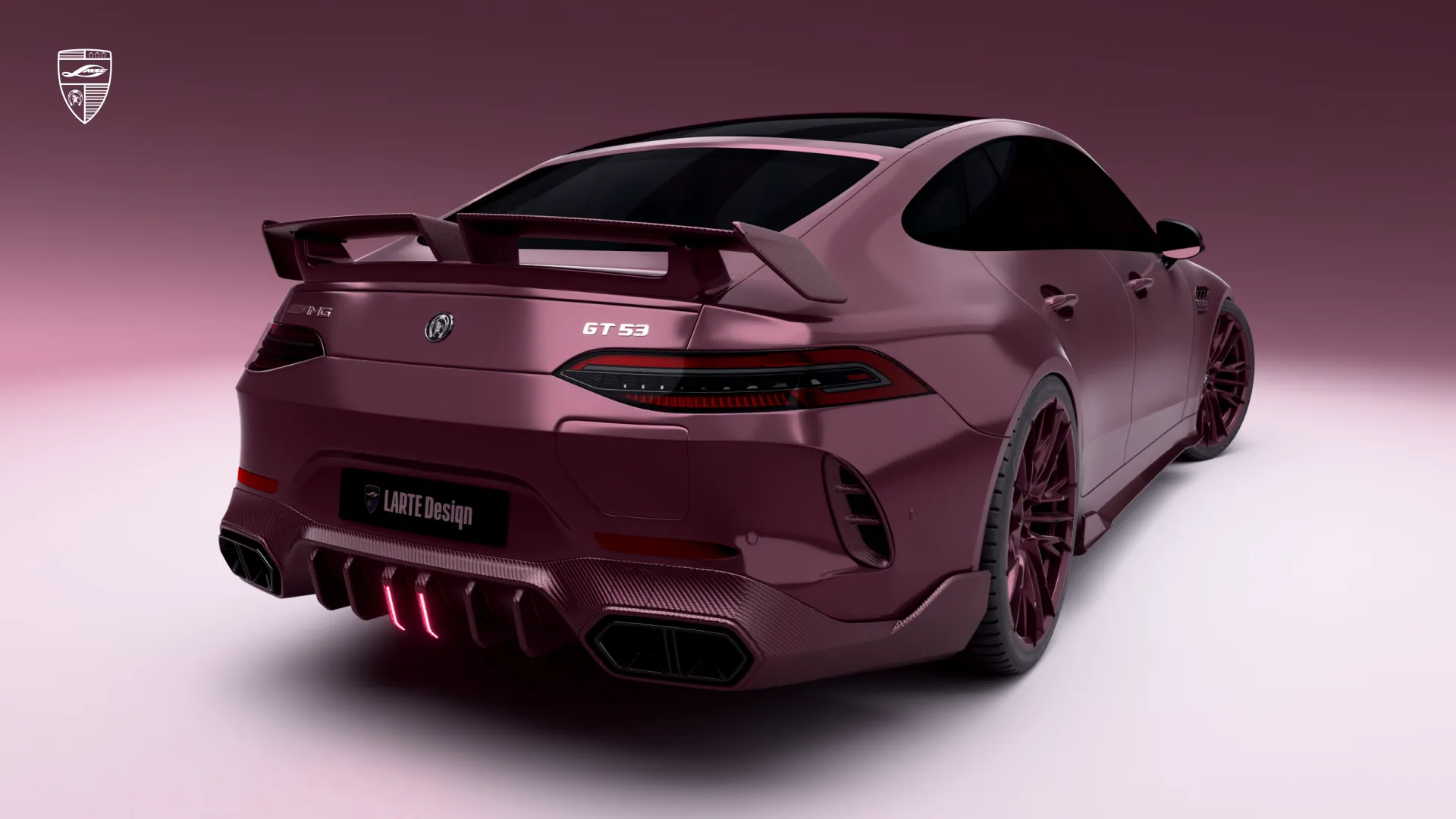 AMG GT 53 Facelift in Weinrot mit maßgeschneidem Karosseriekit‑Styling und aggressivem Coupé‑Design