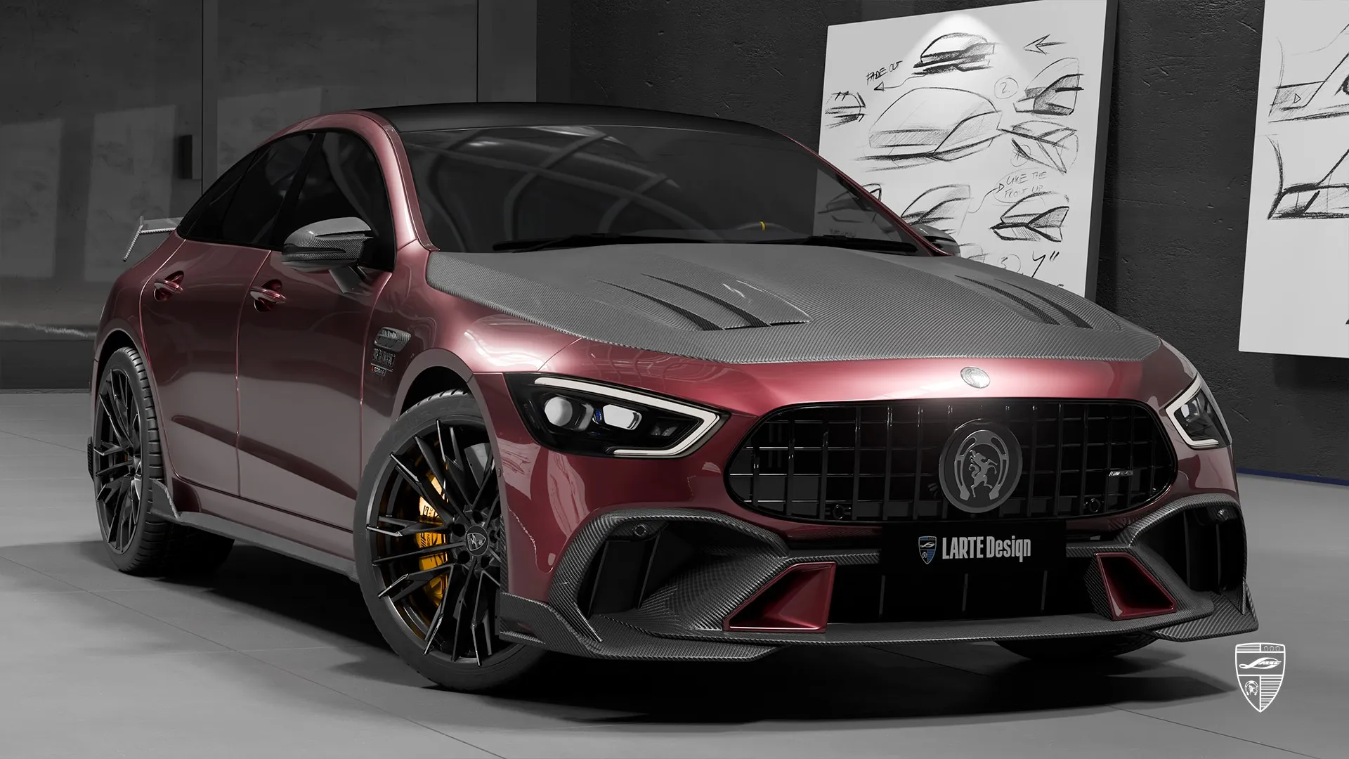 Vorderansicht des roten Mercedes‑AMG GT 53