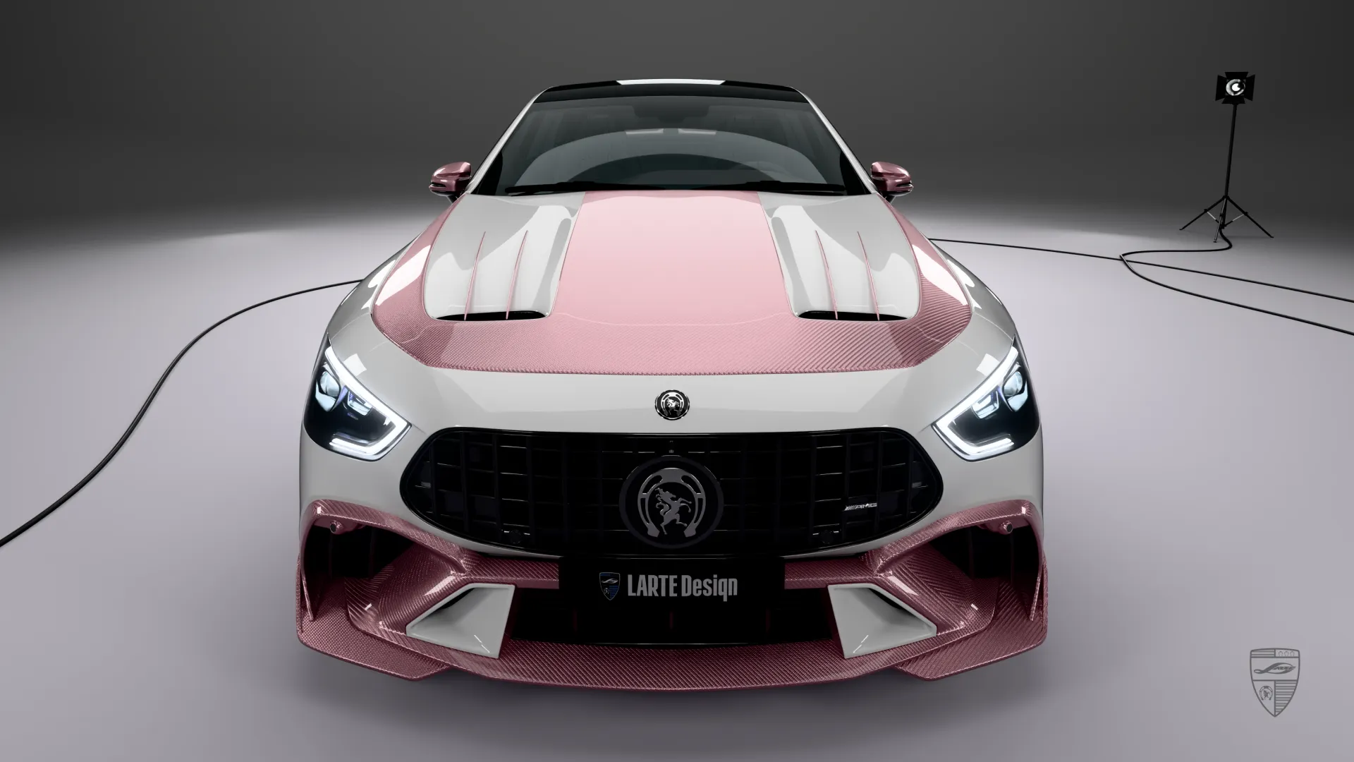 Mercedes-AMG GT 53 4-Door Coupe front view with aggressive bumper design