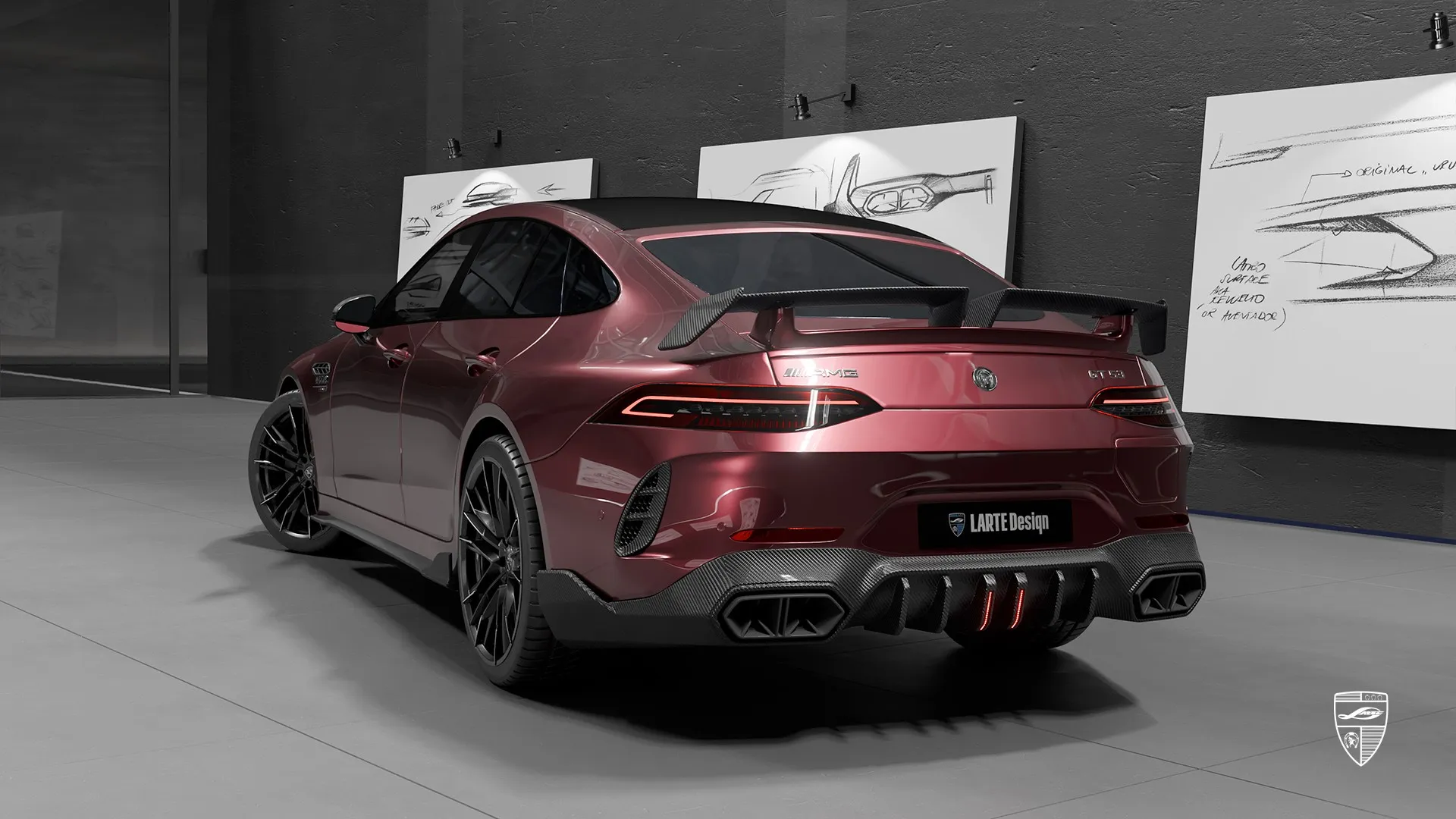 Mercedes GT 53 X290 Facelift in Rubellite Red — custom carbon upgrade with aggressive AMG styling