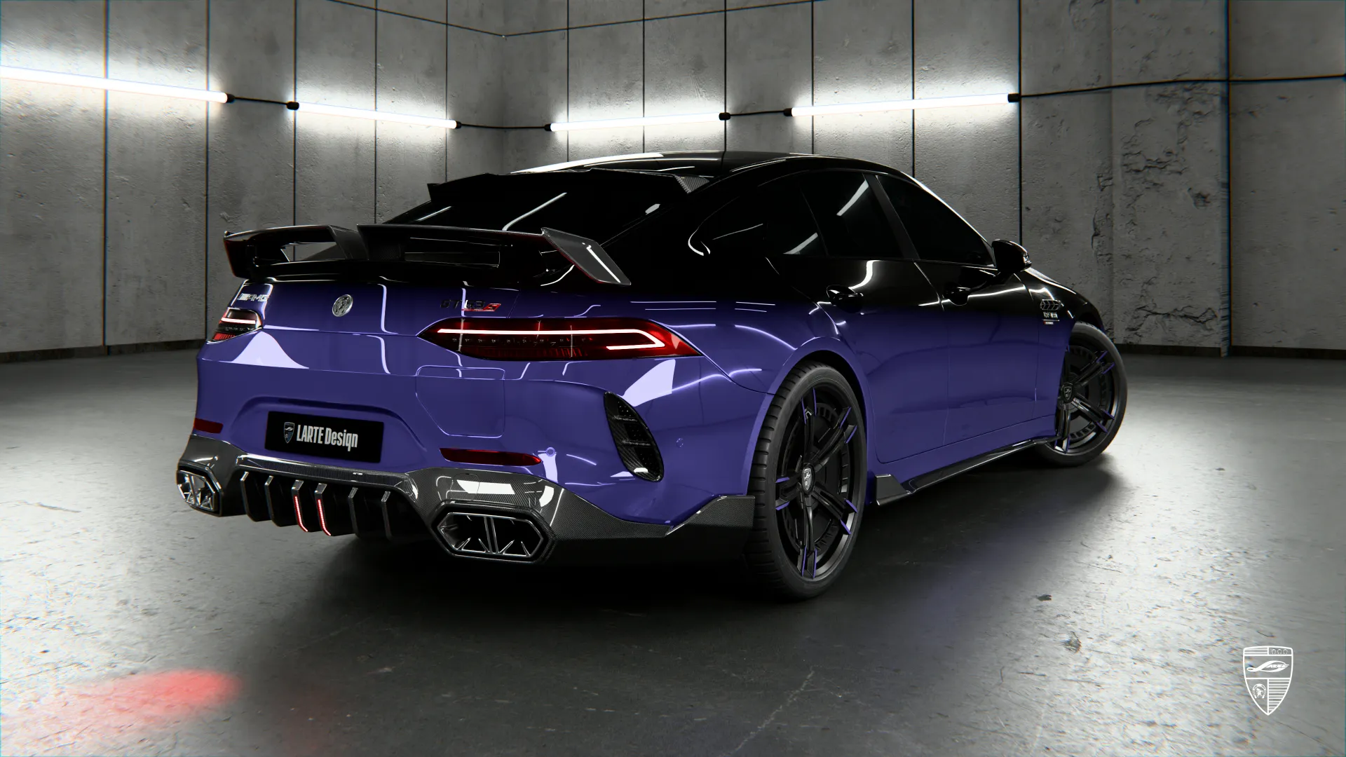 2026 Mercedes AMG GT 63 in purple with aggressive styling and premium exterior upgrades