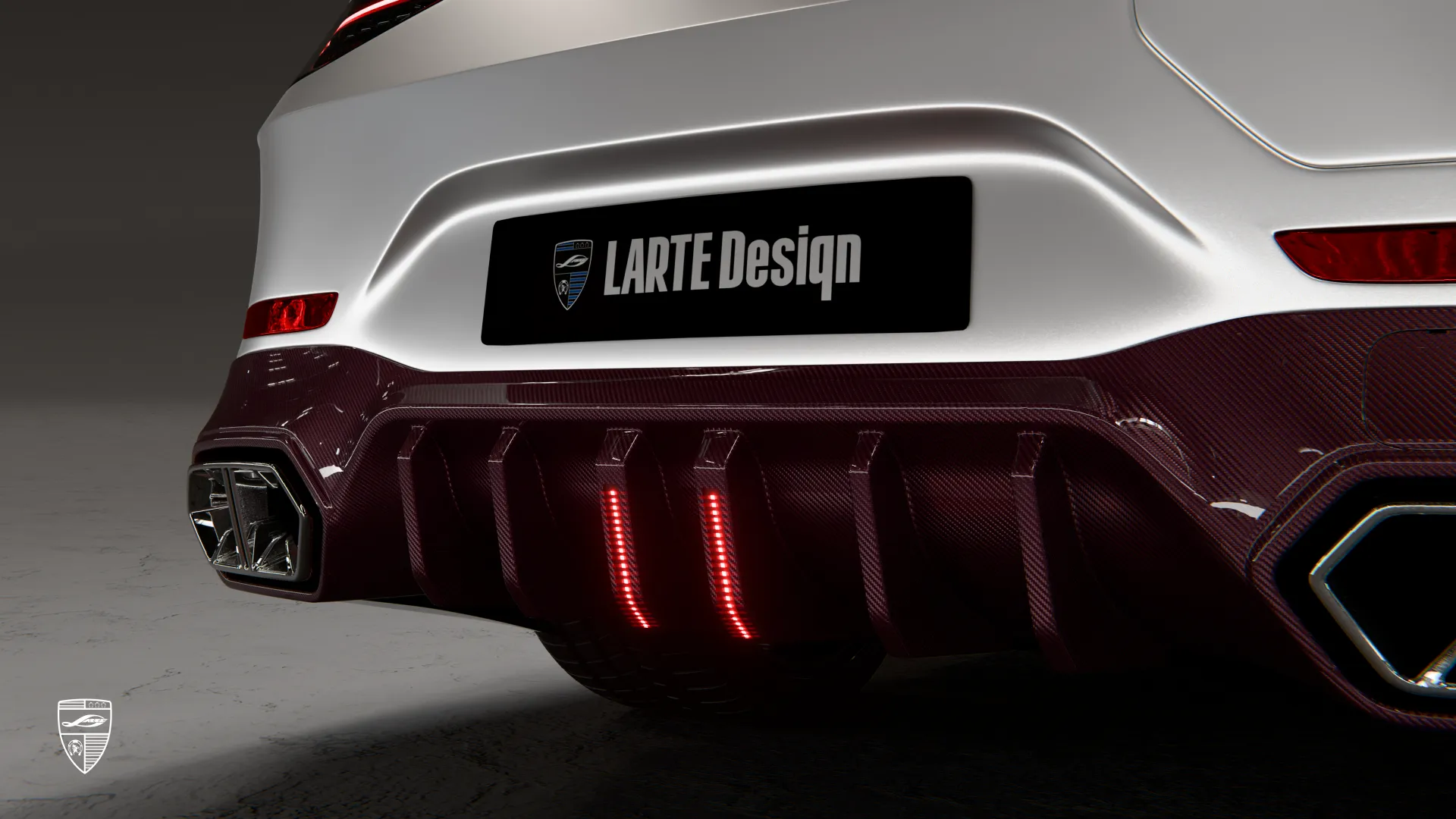 2026 Mercedes AMG GT 63 rear diffuser detail with aggressive exterior styling and modified design