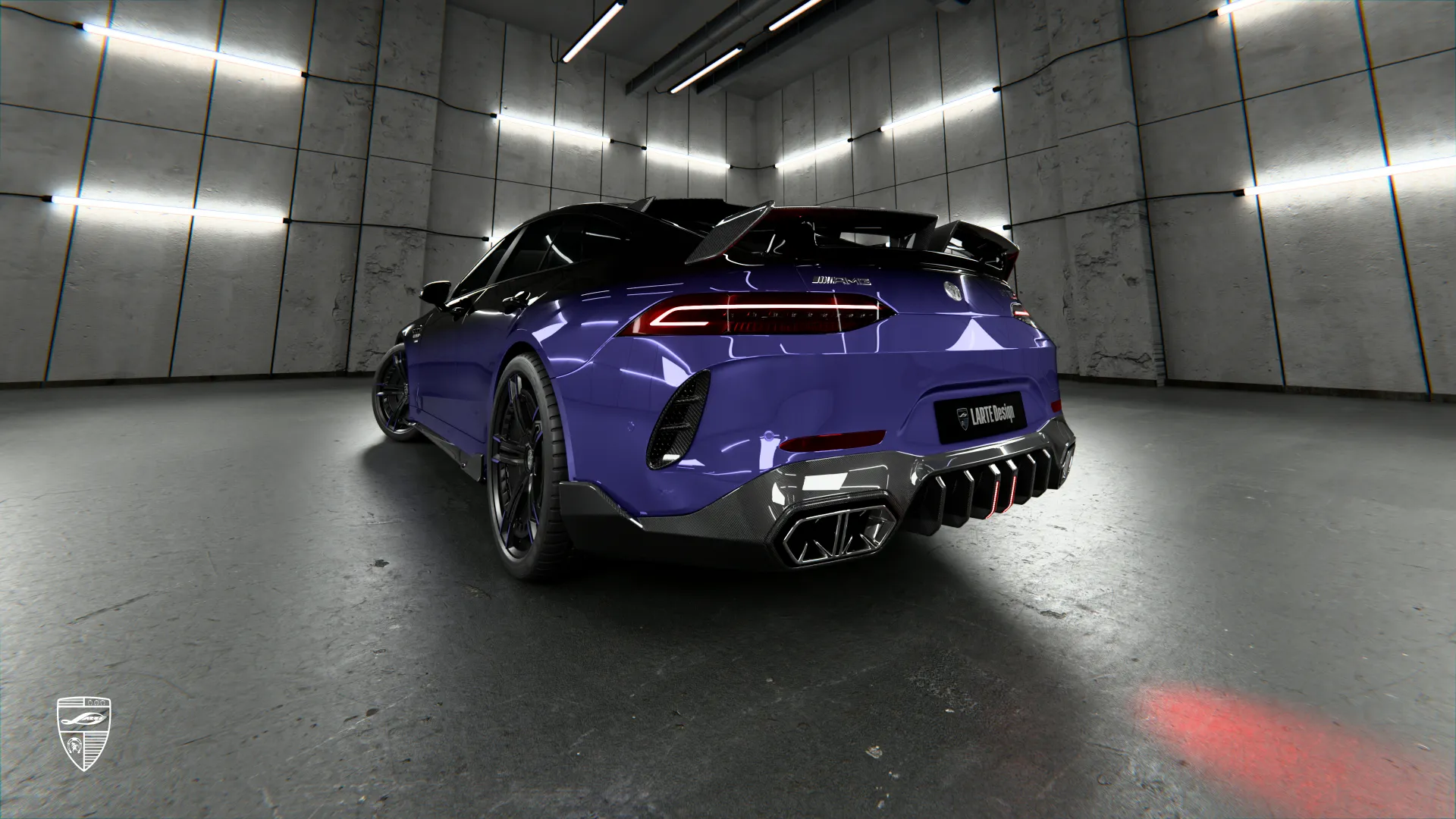 Mercedes AMG GT 63 rear view featuring custom styling and premium body kit upgrades