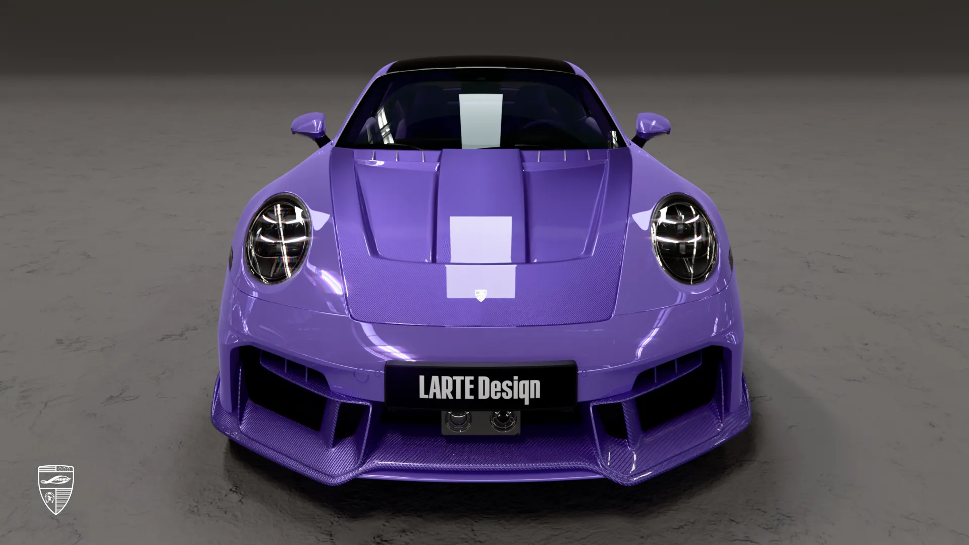 2025 Porsche 911 customized front view with aggressive styling and exterior upgrades
