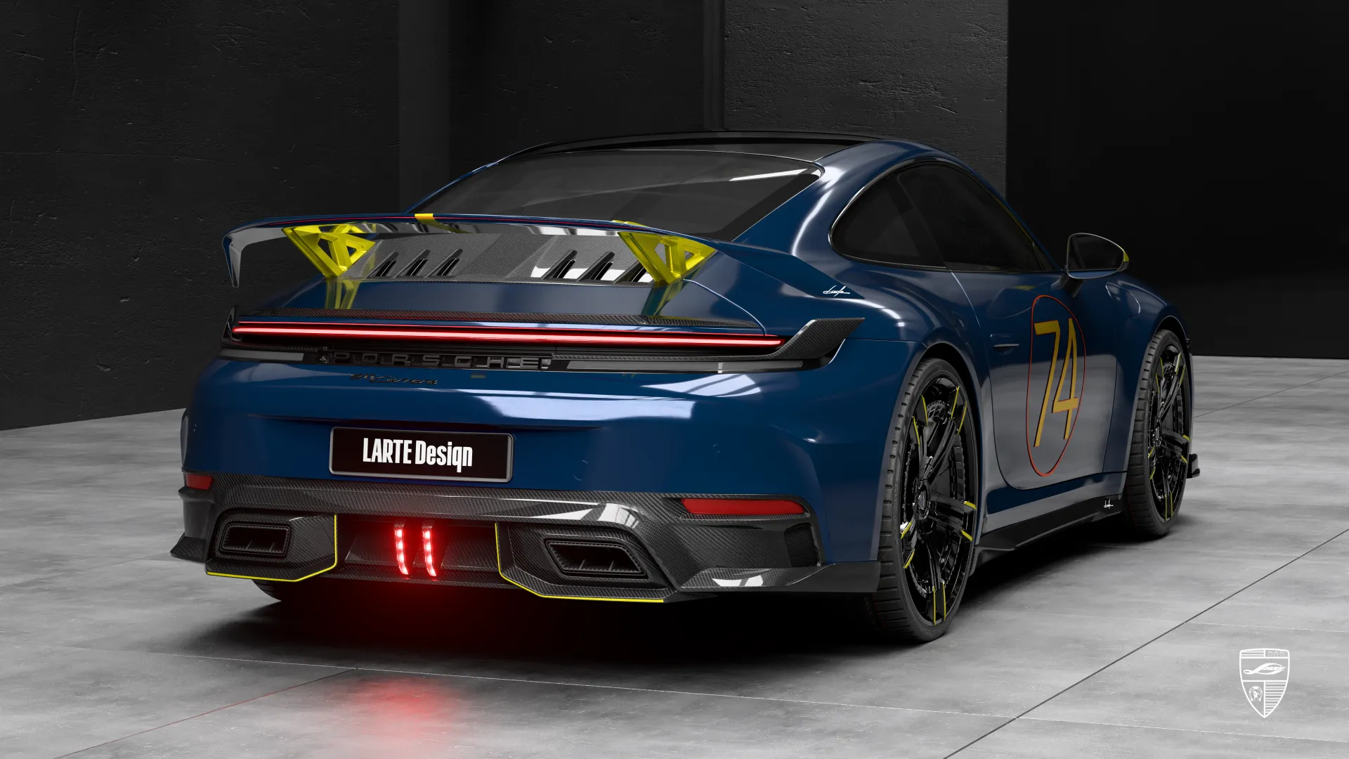 Porsche 911 Carrera 992.2 mit renninspiriertem Bodykit Custom Porsche 911 Carrera 992.2 Facelift mit renninspiriertem Bodykit in Sonderlackierung