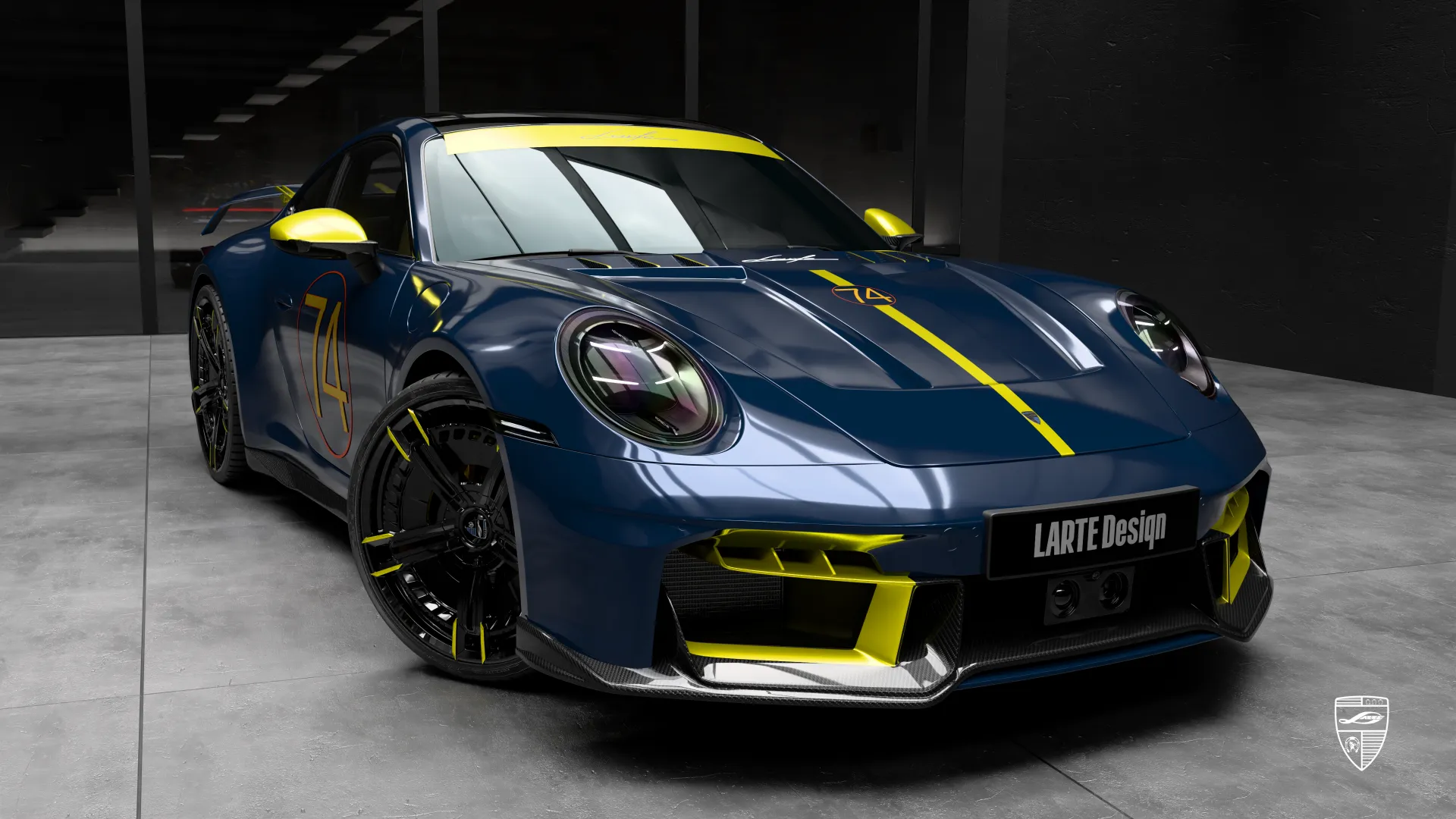 Porsche 911 Carrera 992.2 mit handgefertigtem Kit Zweifarbiger Porsche 911 Carrera 992.2 mit handgefertigtem Bodykit und Premium-Styling