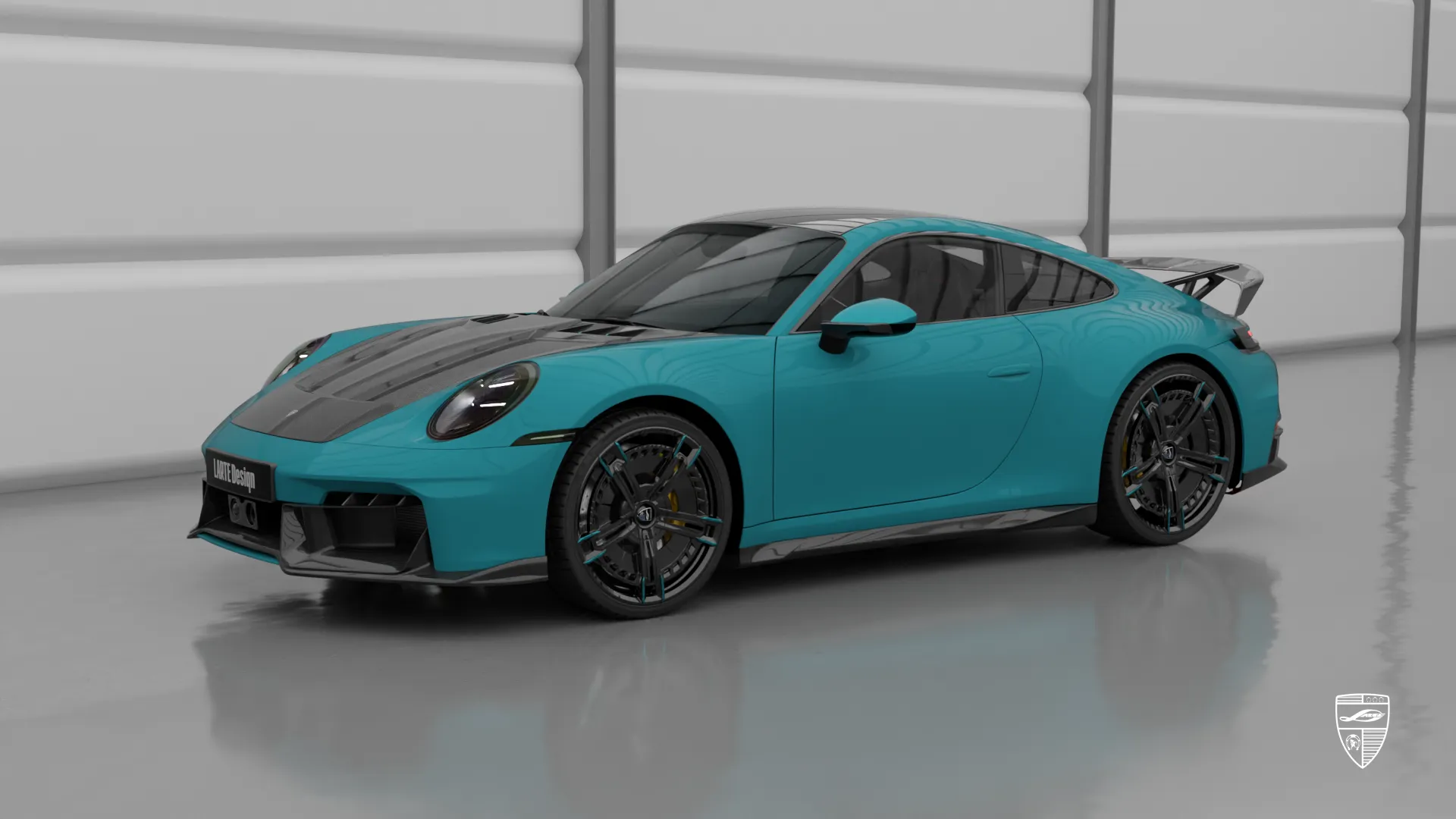 Tuned Porsche Carrera in Olymp Blue Porsche 911 Carrera 992.2 — Olymp Blue tuned car with aggressive style and carbon enhancements
