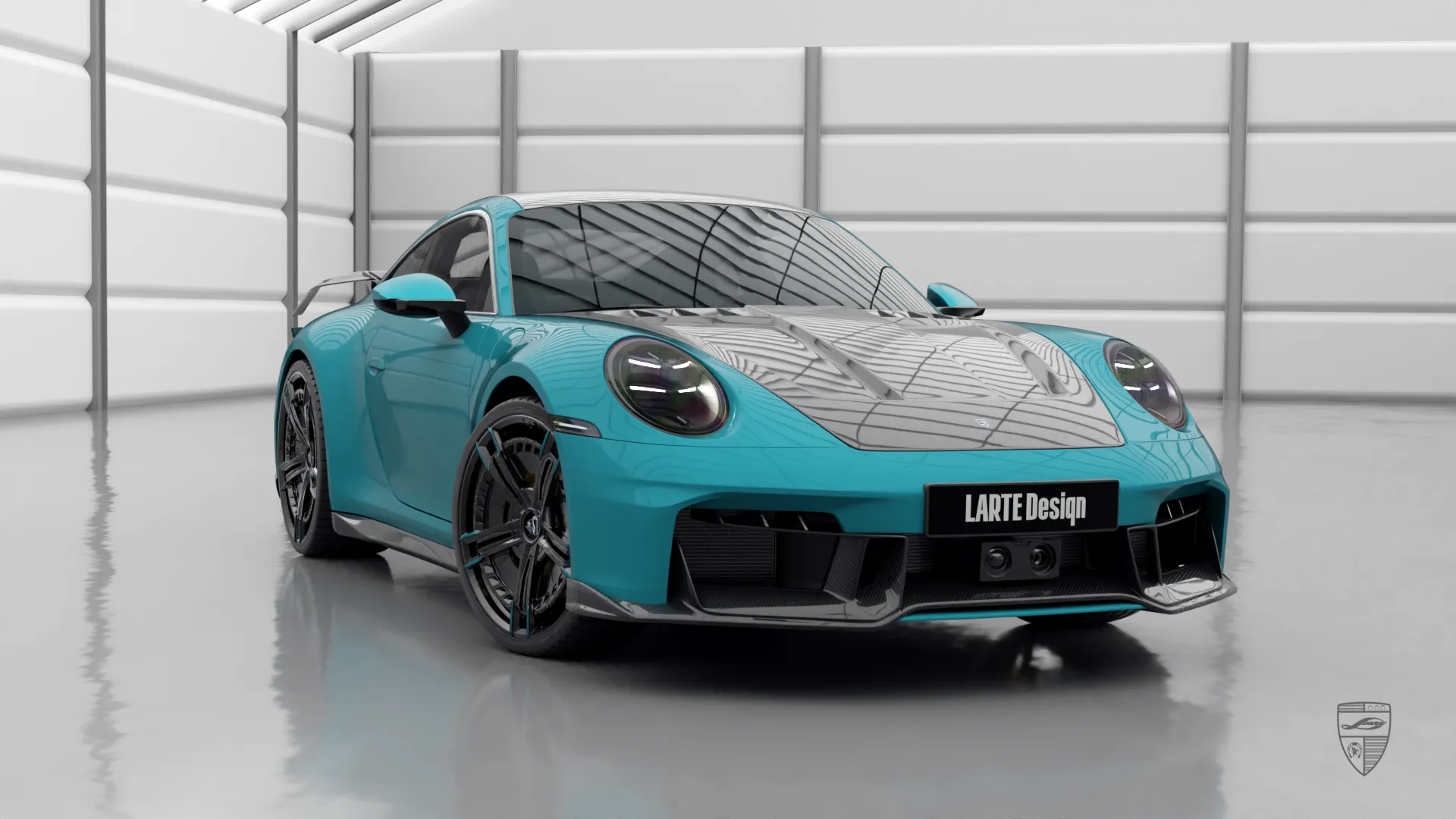 2026 Carrera 992.2 in Olymp Blue — sporty looking Porsche with appearance package and carbon styling