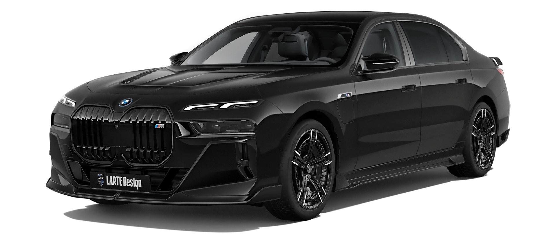 BMW 7 Series G70 760i painted front view shown in Sapphire Black BMW 7 Series G70 760i with painted body kit: front view shown in Sapphire Black