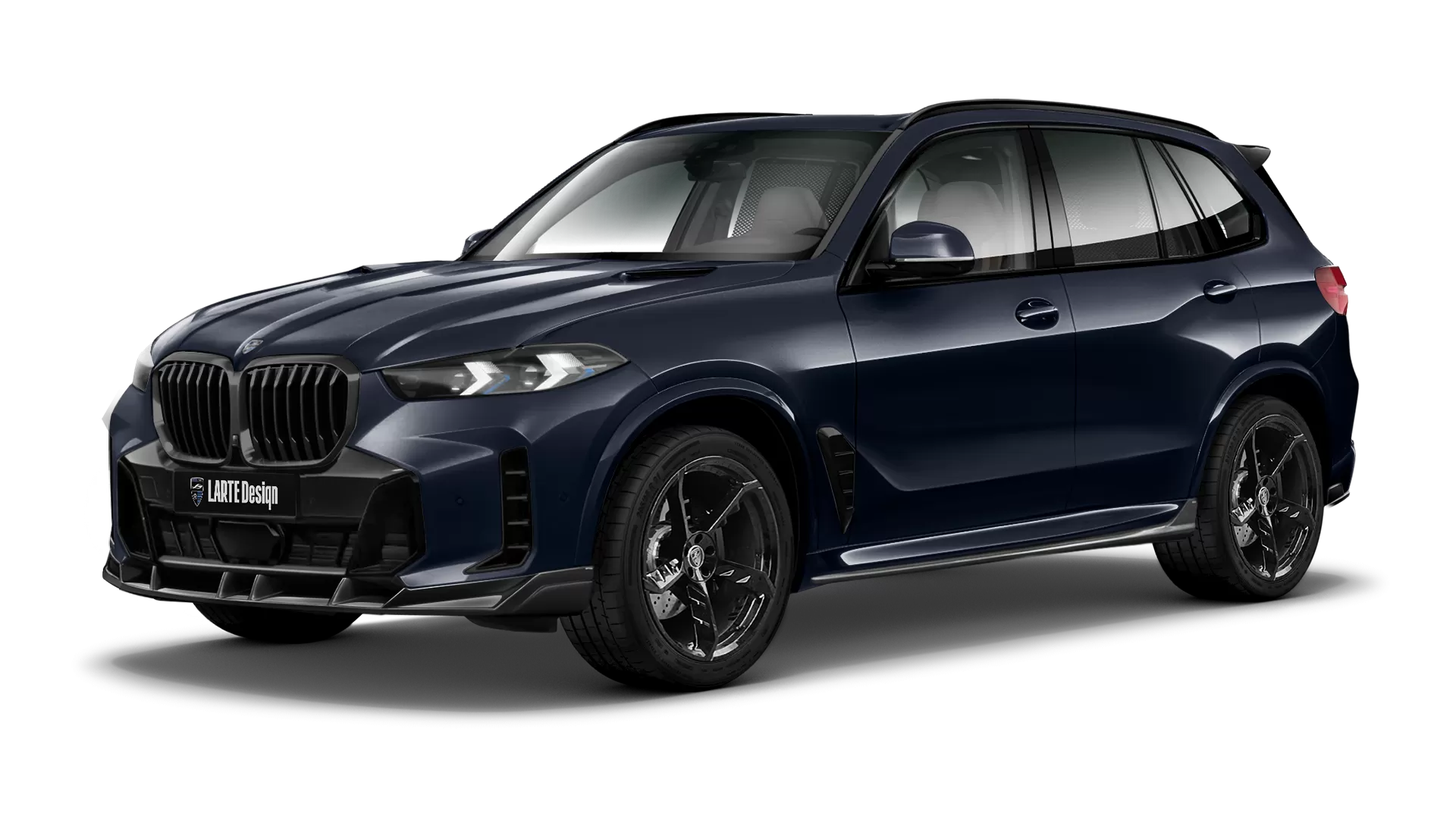 BMW X5 G05 LCI Facelift with painted body kit: front view shown in Black Carbon